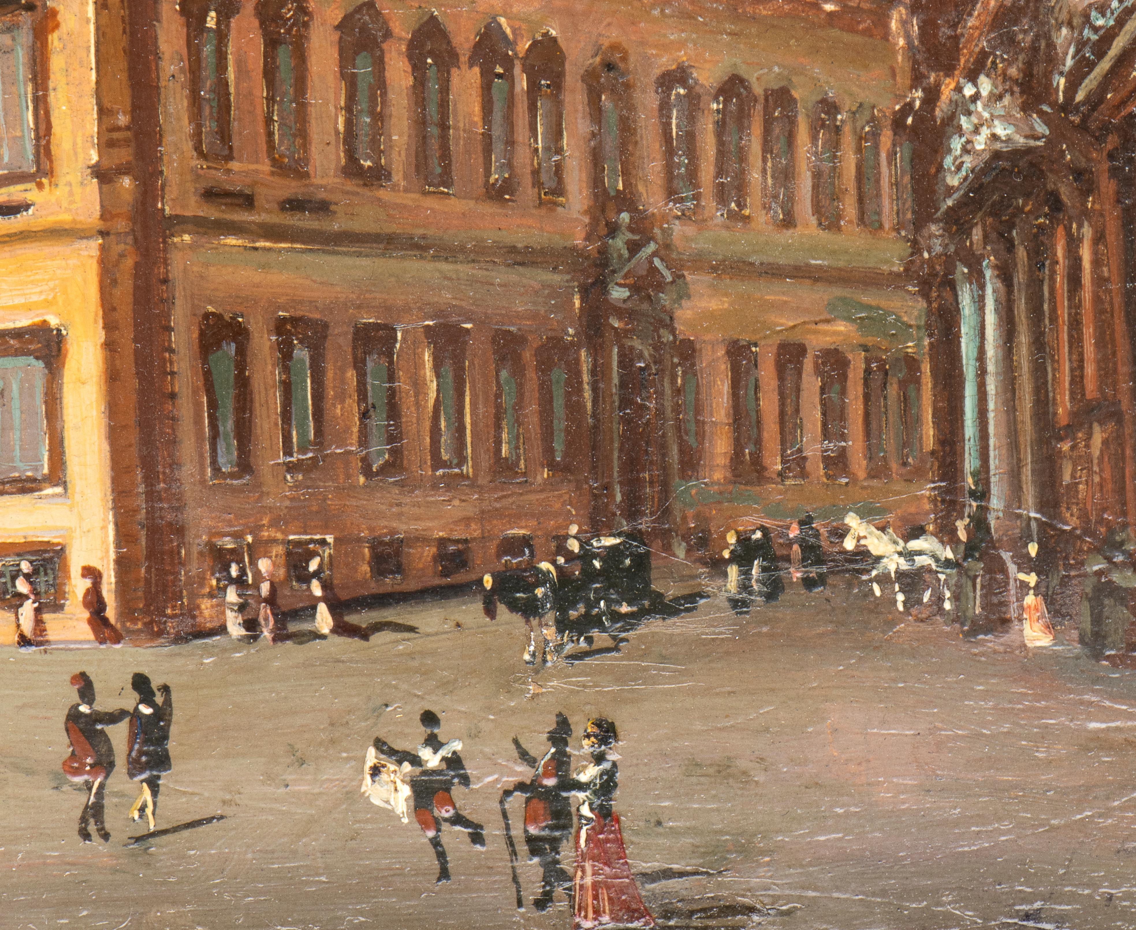 Ein sehr interessantes Gemälde, das eine  Blick auf den Palazzo del Quirinale und den Palazzo della Consulta. Das Künstlerporträt eine wichtige Beschreibung von  Diese Gebäude legen den Schwerpunkt auf Details, die den Betrachter alles verstehen