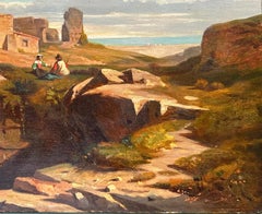 Oil Study of Italian Ruins Around 1850 Paethus / Paestum