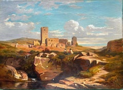 Estudio al óleo de ruinas italianas hacia 1850 Paeto / Paestum