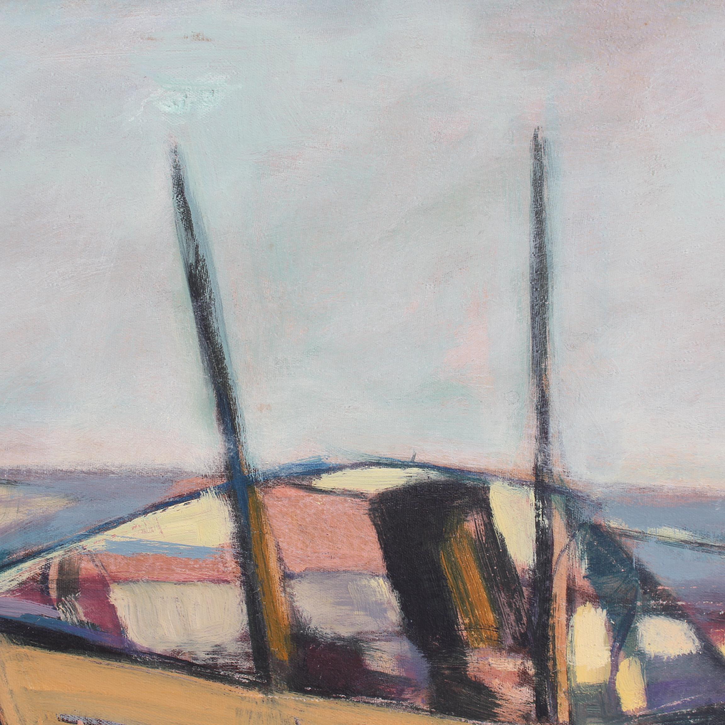 'Old Fishing Boat', Italian Tuscan School - Modern Painting by Unknown