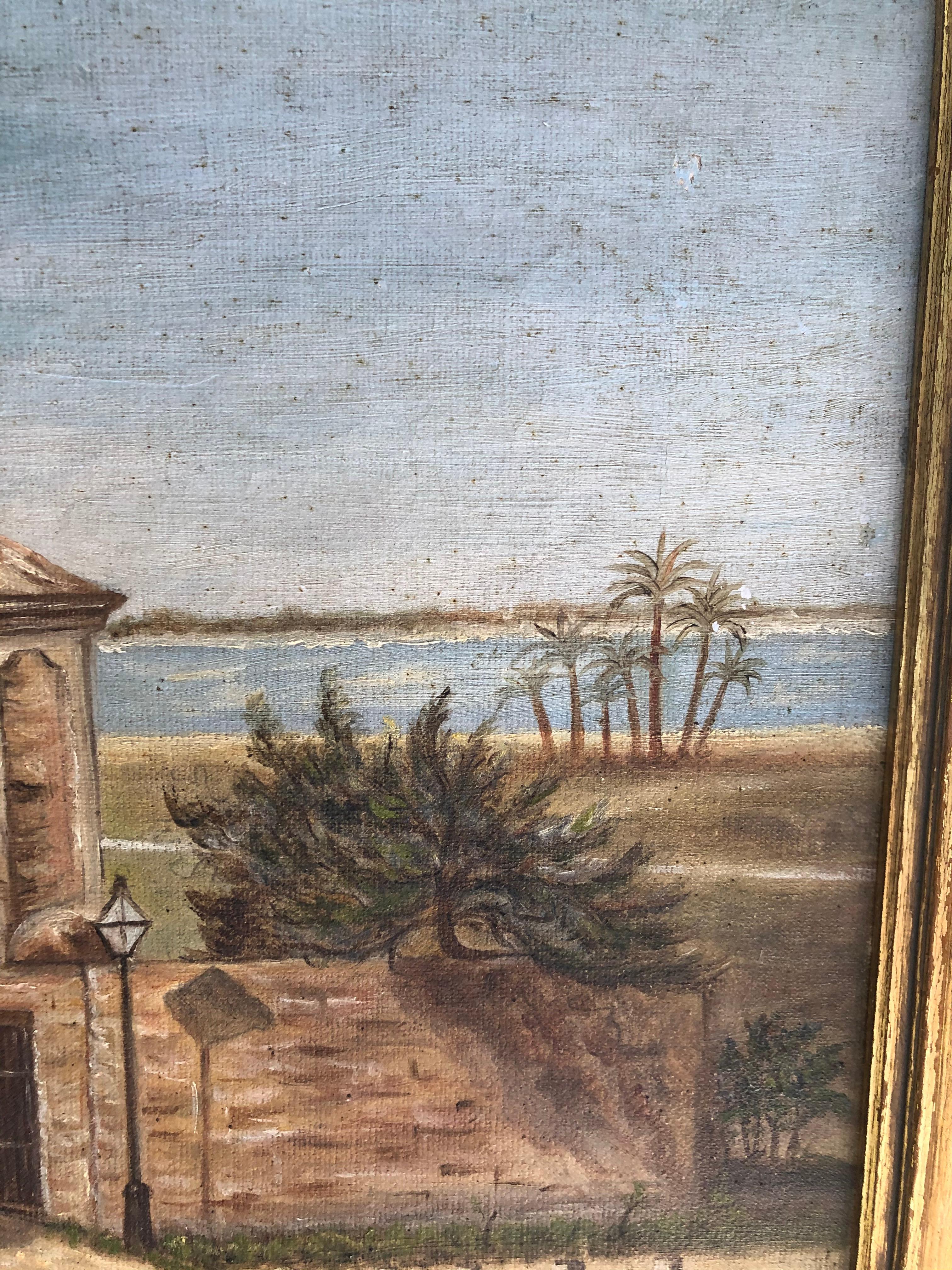 Old Florida The Gates of St Augustine - Brown Landscape Painting by Unknown