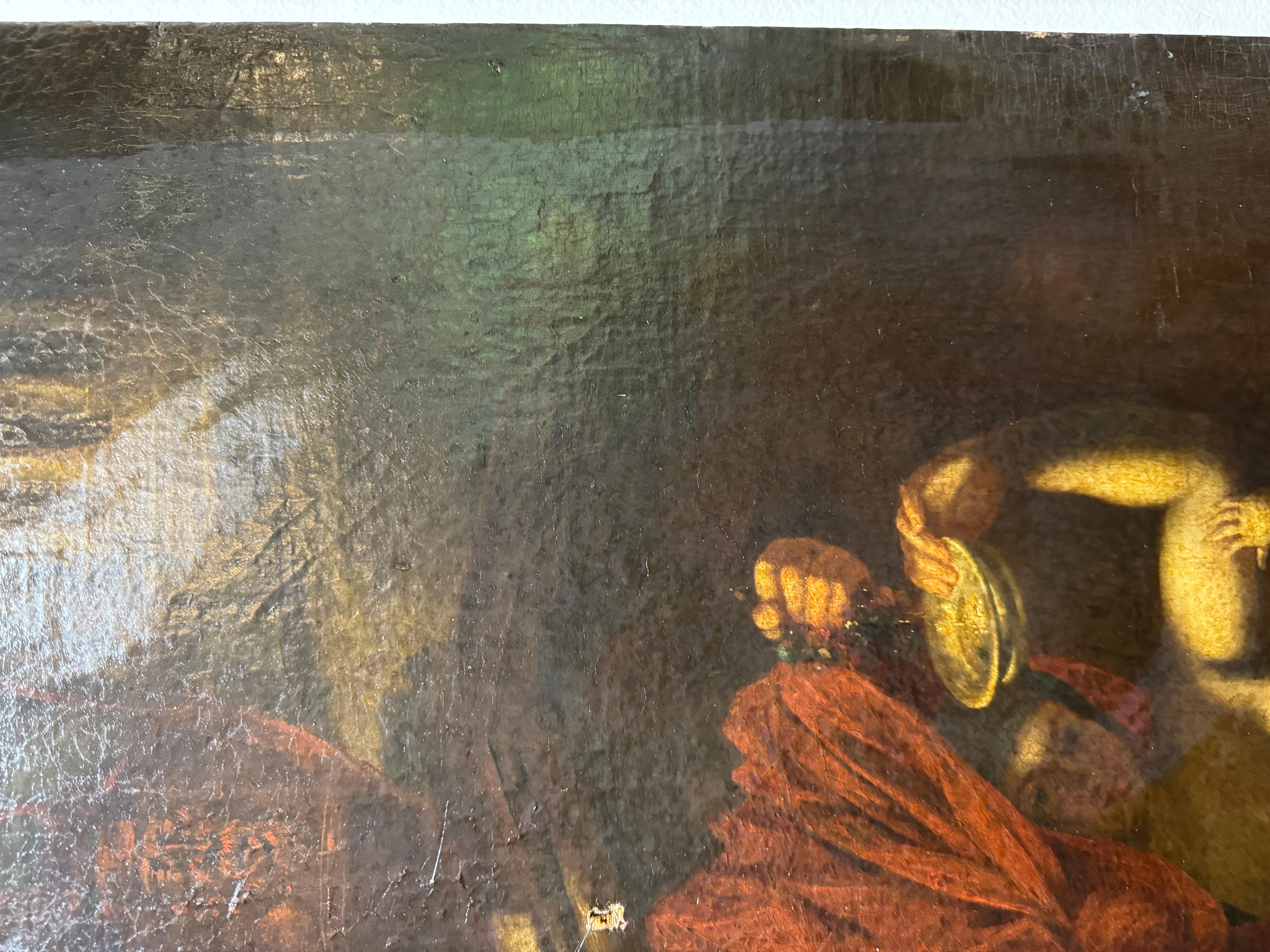 Questo squisito dipinto a olio del XIX secolo raffigura Zeus avvolto nella sua ombra e Ganimede, la più bella delle mortali ed eroe della guerra di Troia, come portatrice della sua coppa. 

Artista sconosciuto
Antico Maestro del XVII secolo Zeus e