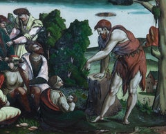 Antico dipinto a Eglomise di San Giovanni Battista del XVIII secolo