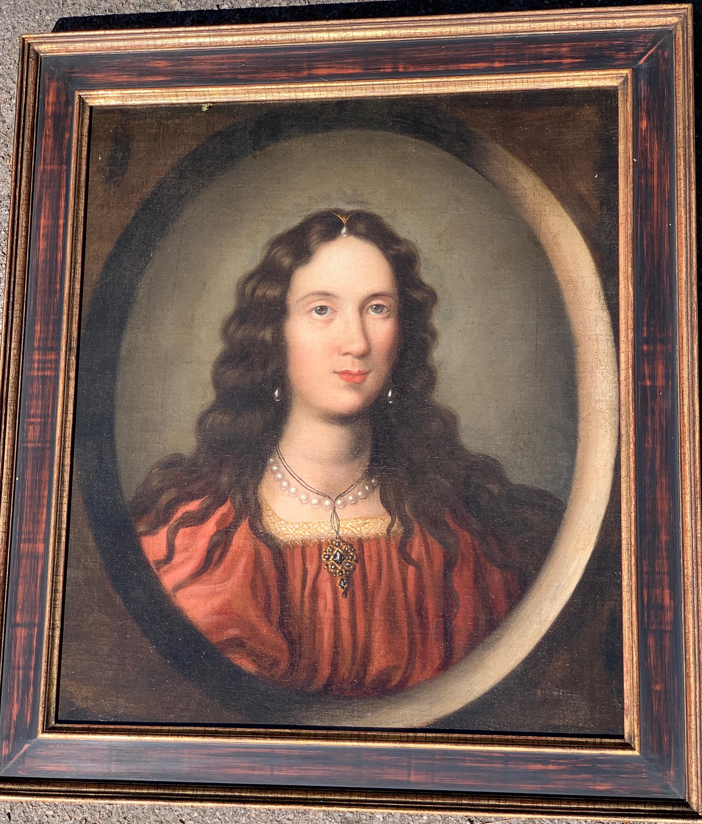 Unknown Portrait Painting – Altes italienisches Meisterporträt eines jungen Mädchens aus dem 17. Jahrhundert.