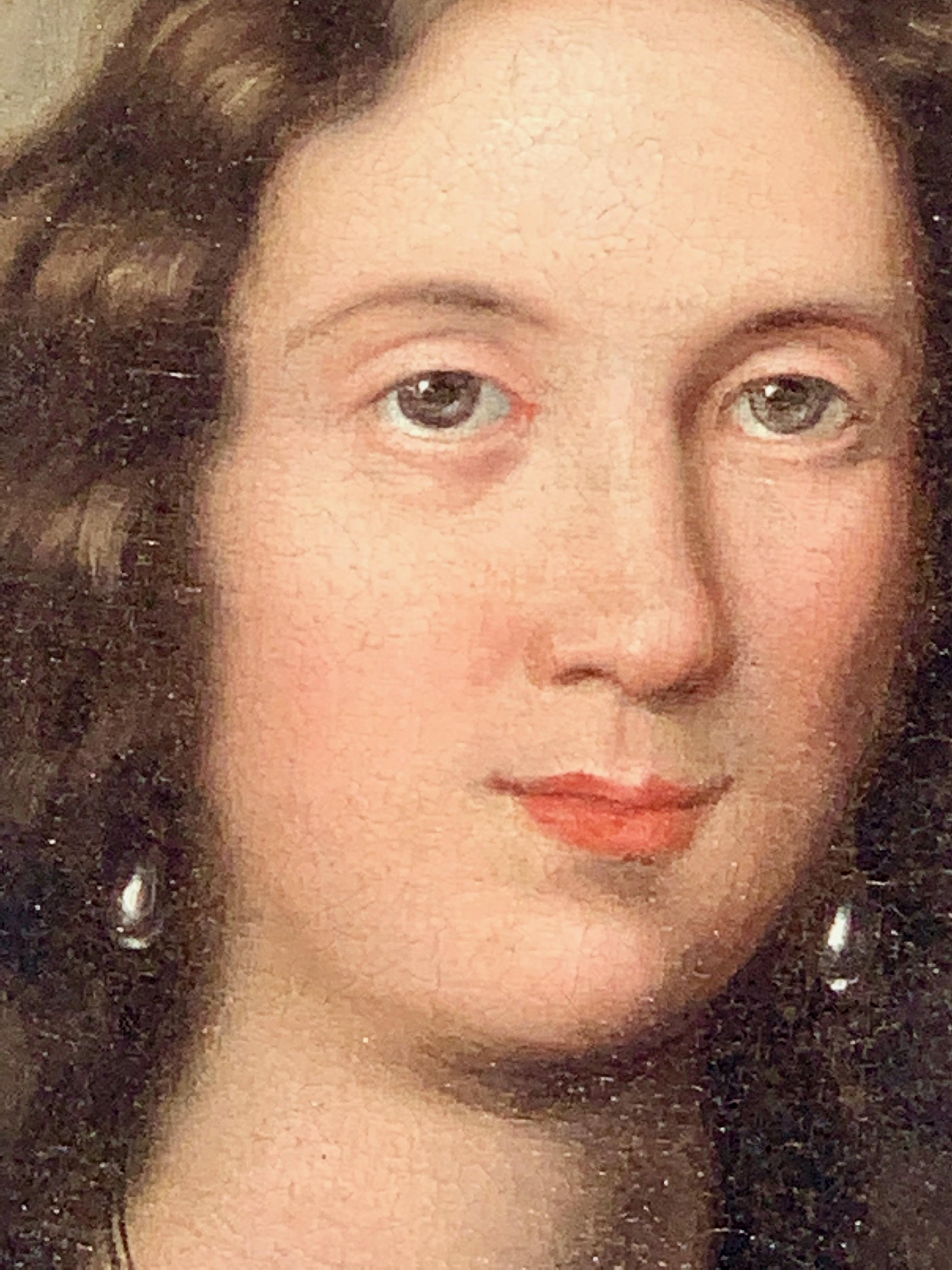 Wunderschönes Porträt eines jungen Mädchens aus dem 17. Jahrhundert. Fabelhafte Qualität und in hervorragendem Zustand. Das Stück stammt aus einer Privatsammlung in Connecticut und wurde in Großbritannien gereinigt und restauriert.

Das Gemälde hat