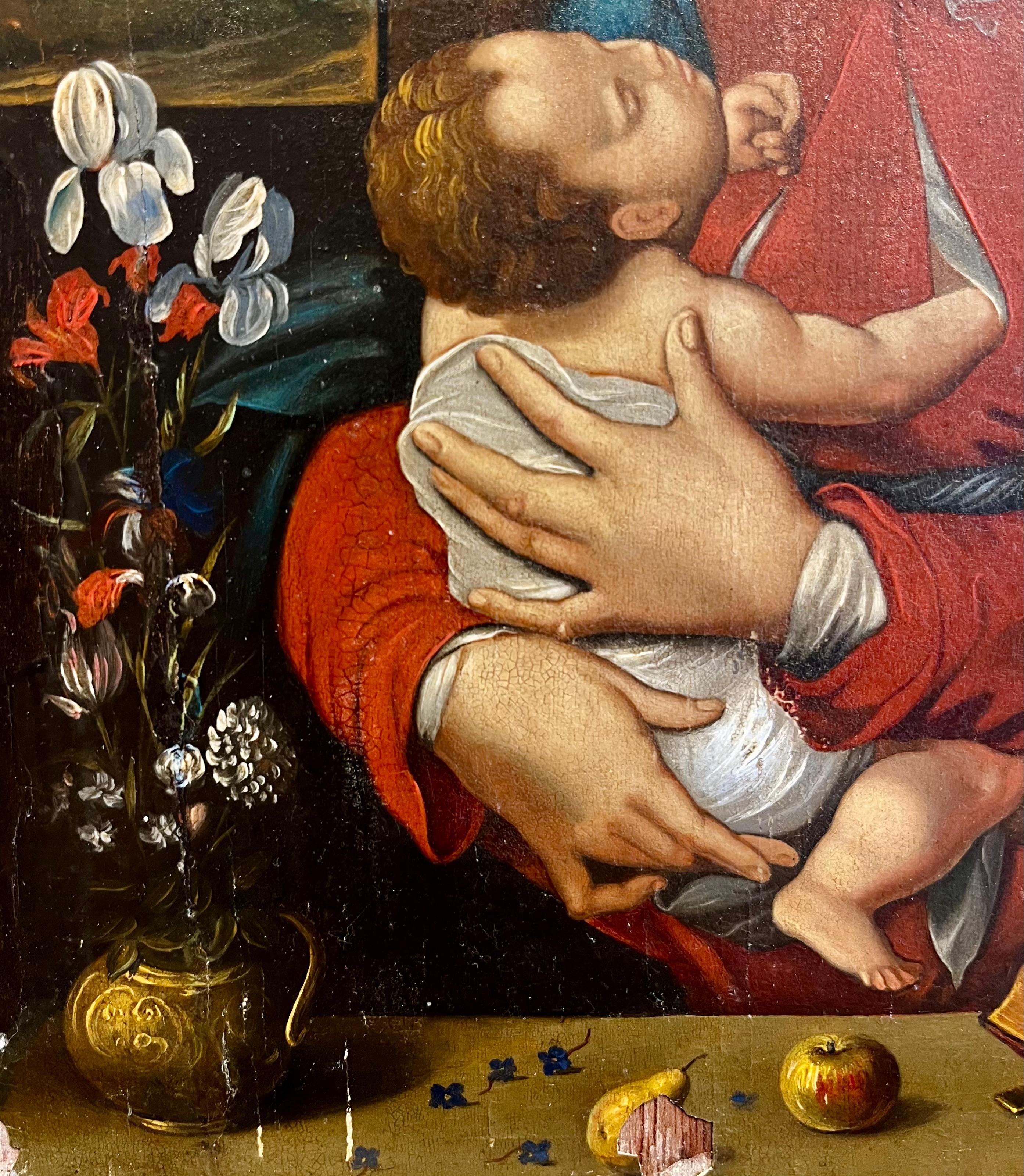 Antico Maestro di Madonna & Child - Painting di Unknown