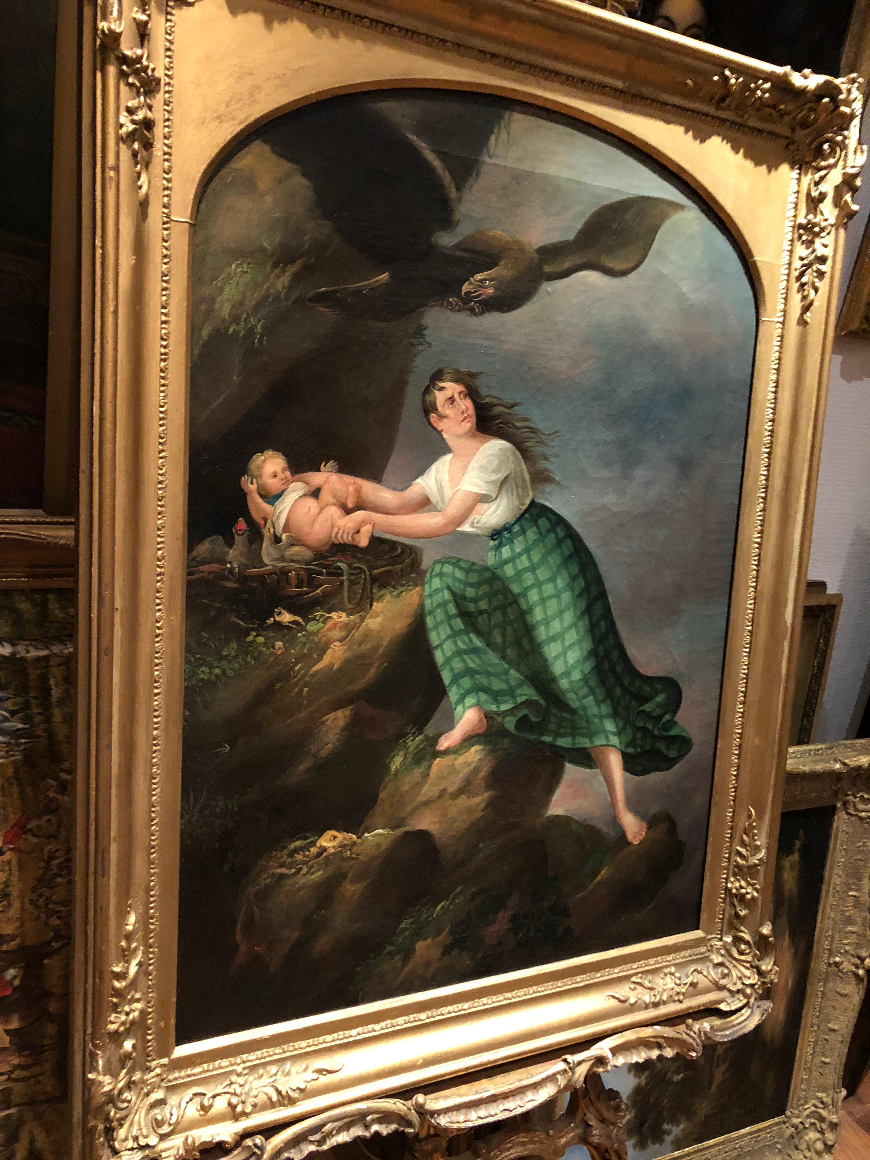 OLD MASTER OIL PAINTING 18th CENTURY Scottish School FINE DETAIL GOLD GILT FRAME For Sale 1