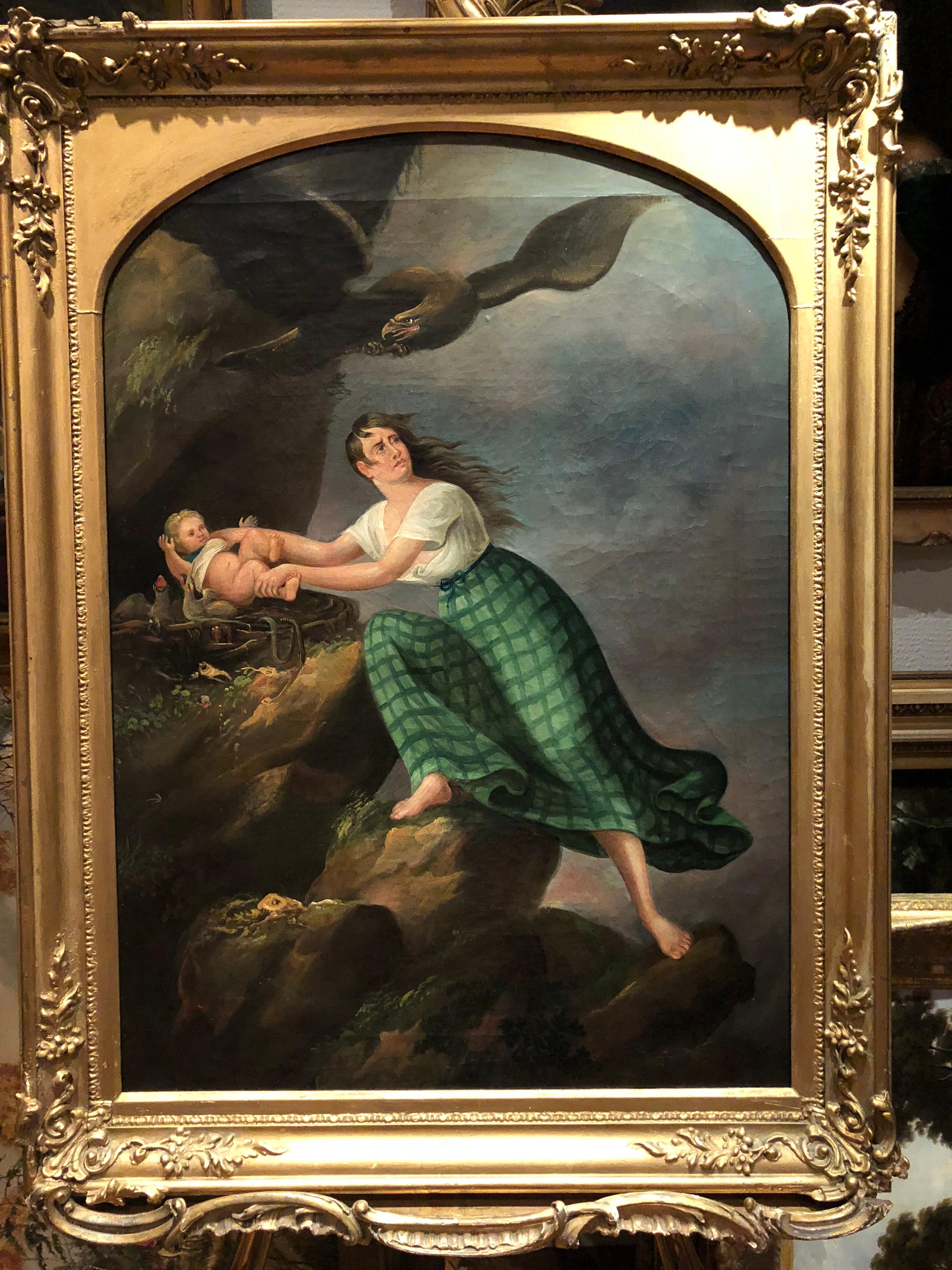 Unknown Figurative Painting - OLD MASTER OIL PAINTING 18th CENTURY Scottish School FINE DETAIL GOLD GILT FRAME