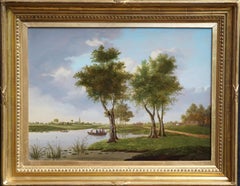Old Master River Landscape - British Norwich School art landscape oil painting