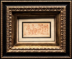 Old Masters Sanguine Drawing of Putti and a Lion, 18th century