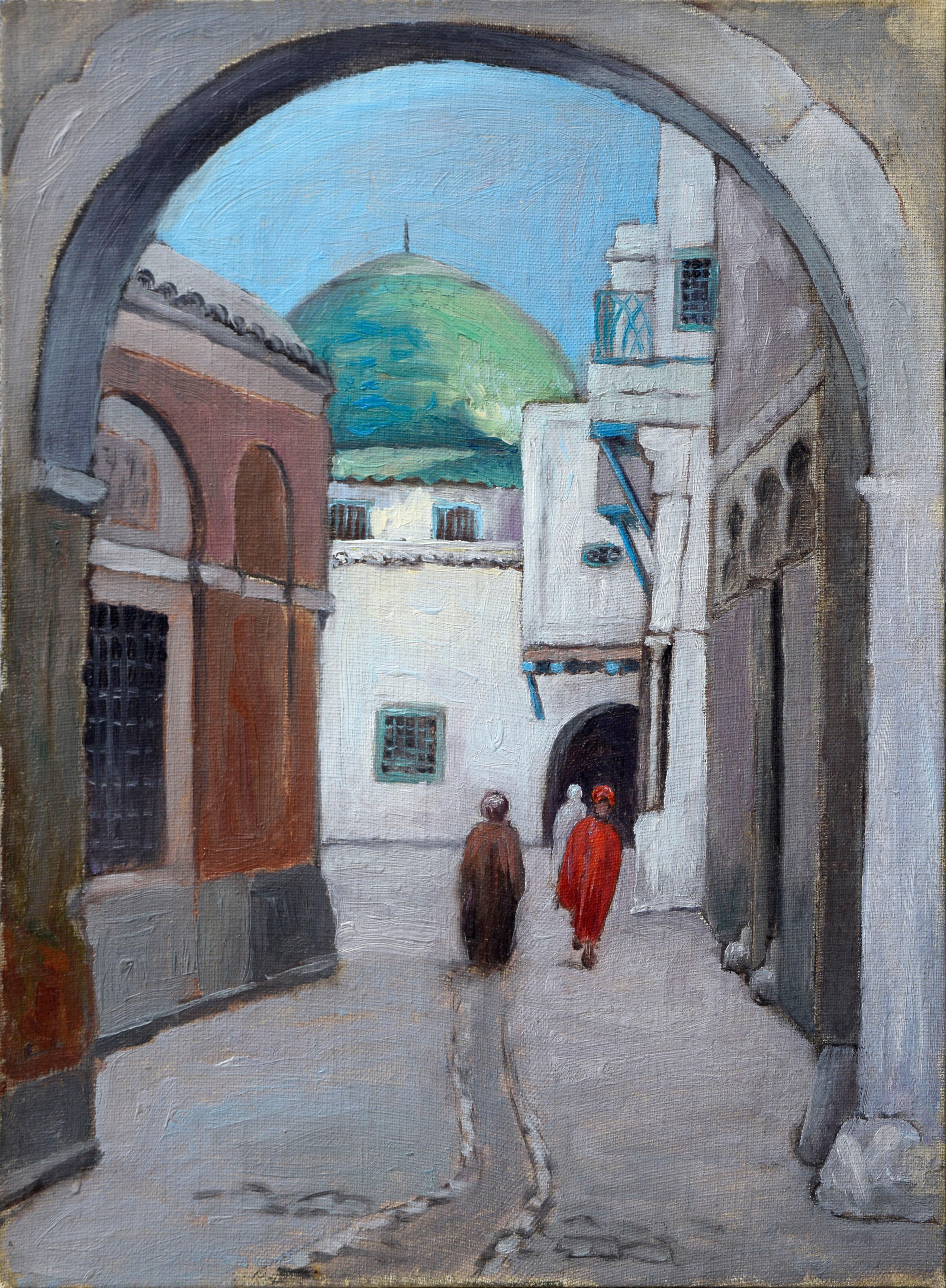 Unknown Figurative Painting - Old Morocco Street Scene