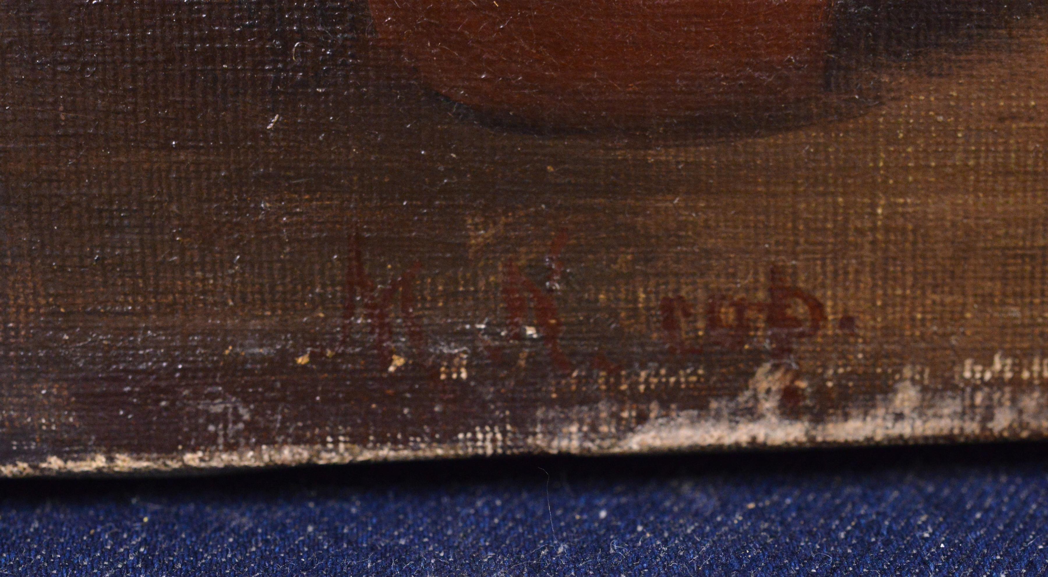 Escena interior de casa de antaño con niño travieso Pintura al óleo de género del siglo XIX en venta 1
