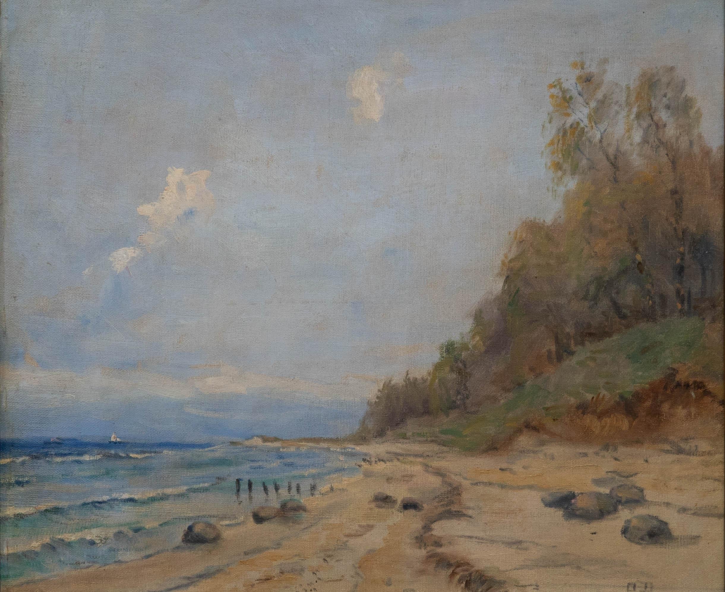 Ole Due (1895-1925) - Early 20th Century Oil, Beach Motif - Painting by Unknown