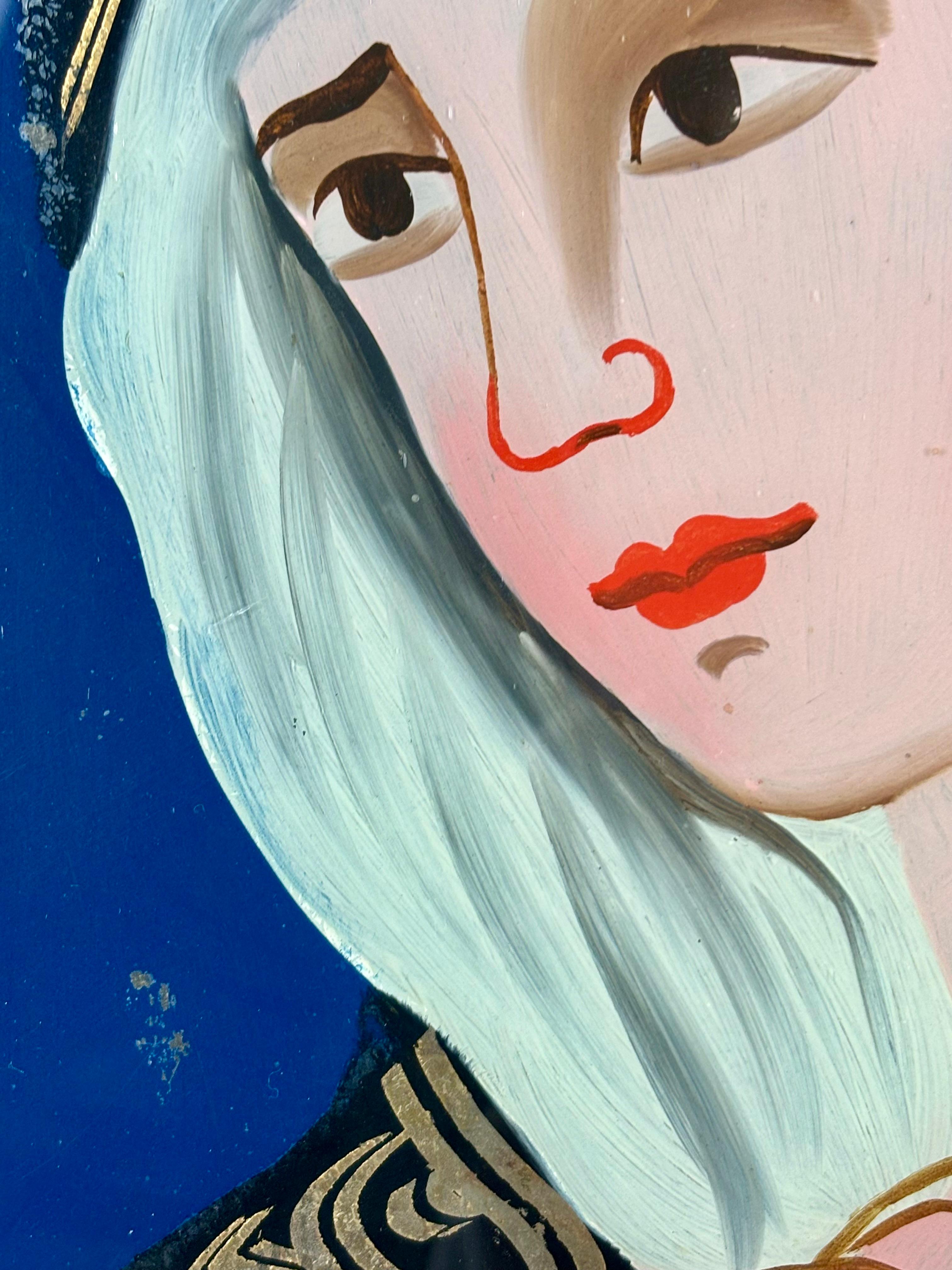 Interesante pintura sobre cristal de la Virgen, realizada en el siglo xix.

Va enmarcada, sin firmar, en buen estado general, solo el marco tiene pequeñas faltas.

Medidas: 48 X 38 cm; 

59 X 48 cm (marco).