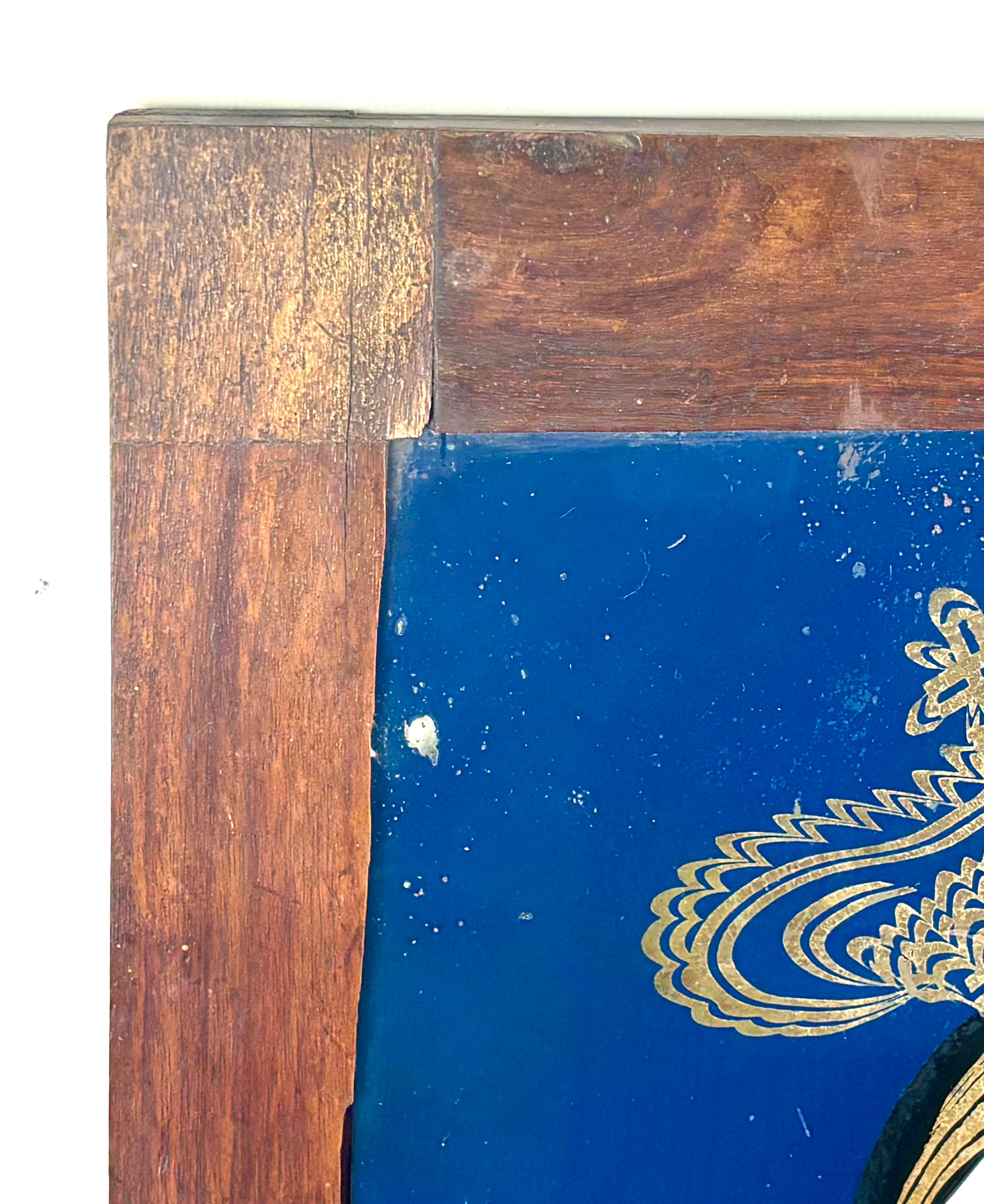 Óleo bajo cristal - Virgen Dolorosa - Arte popular (XIX) For Sale 2