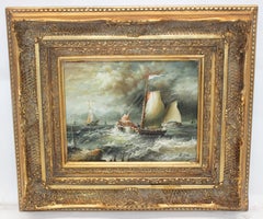 Óleo sobre tabla - Tormenta en alta mar