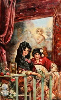 Óleo sobre tela - Damas en el palco (tras José Garcia LARA)
