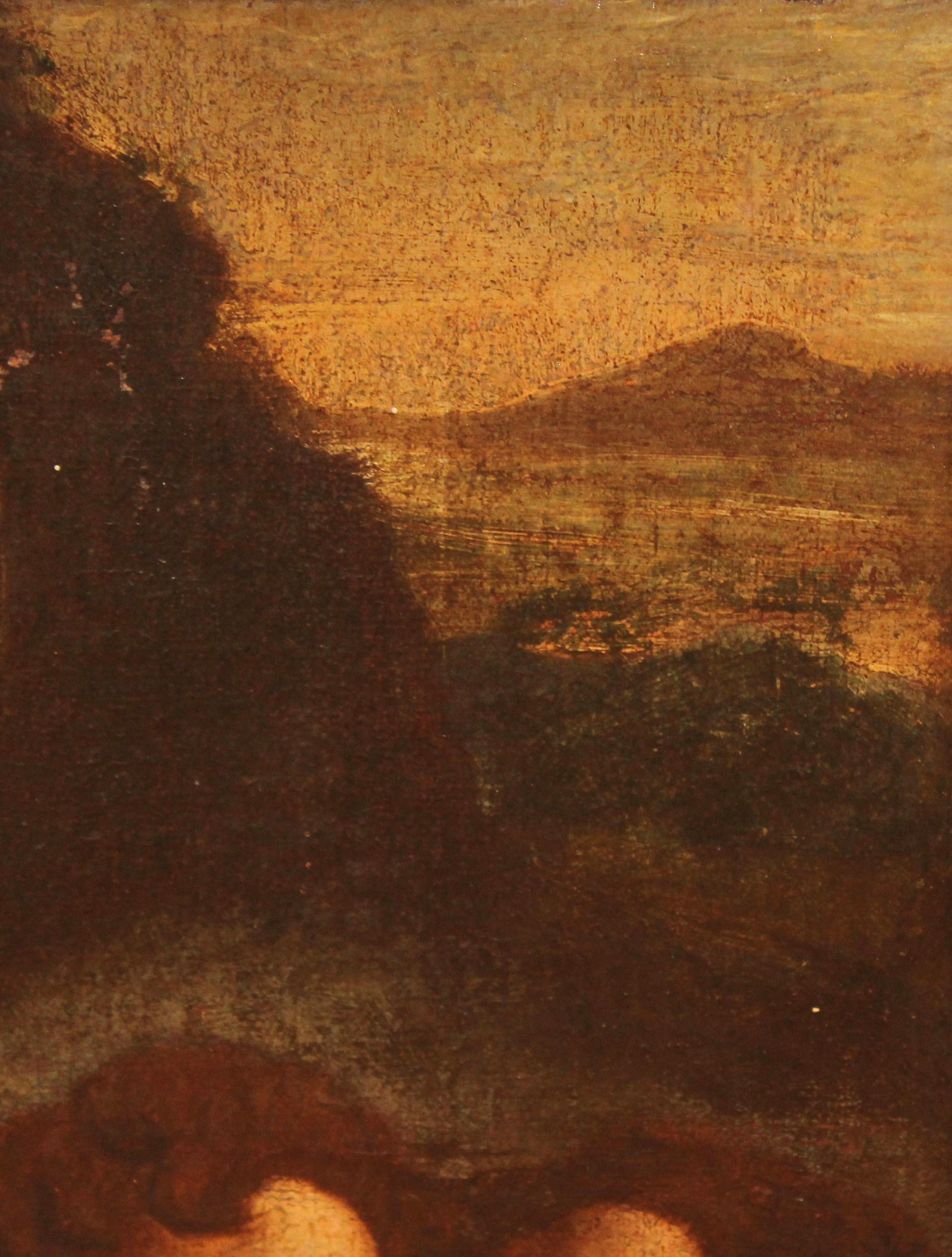 Óleo sobre tela - La virgen con el niño y san Juanito - Painting Antiguos maestros de Unknown
