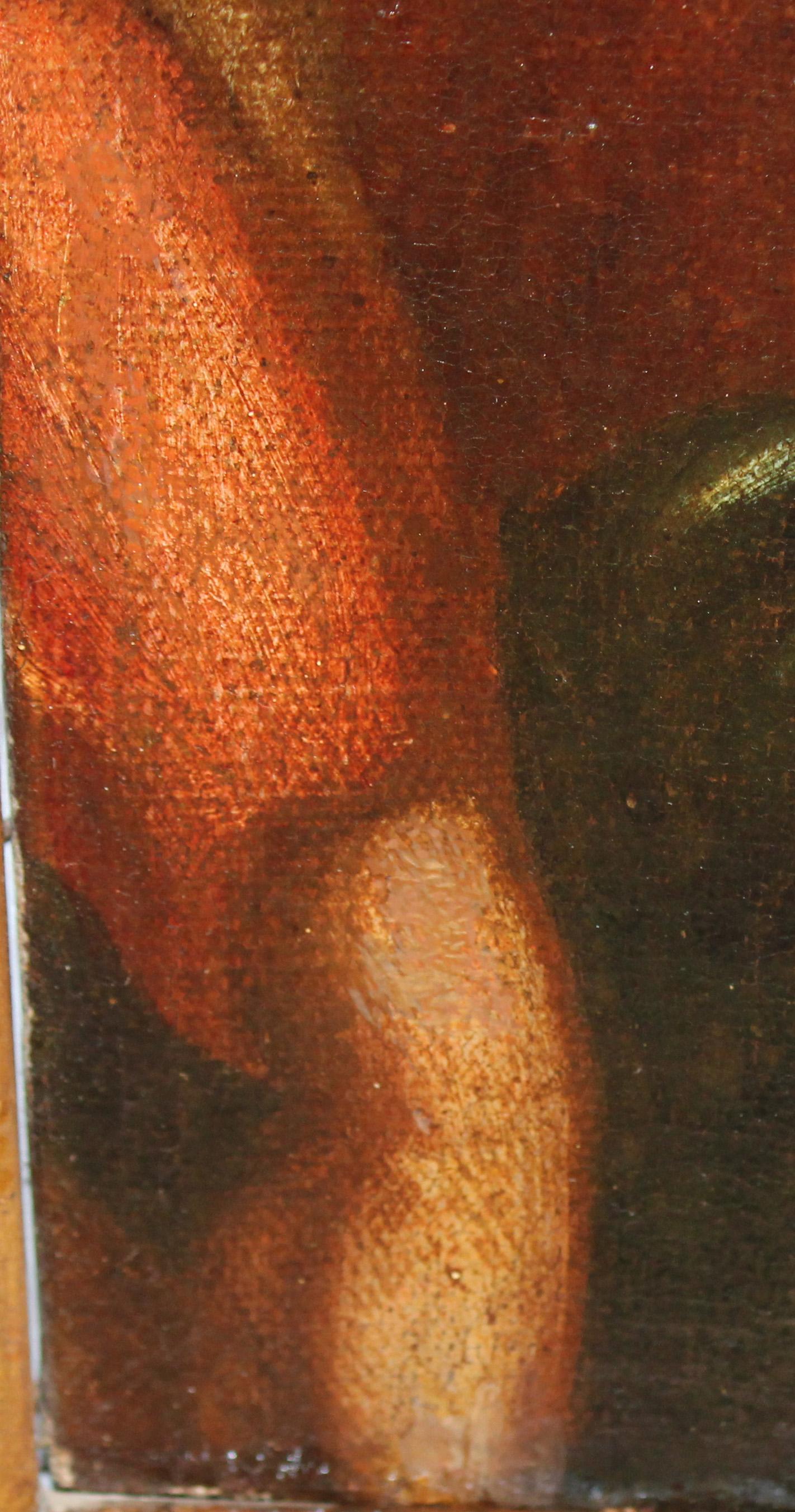 Óleo sobre tela - La virgen con el niño y san Juanito en venta 3