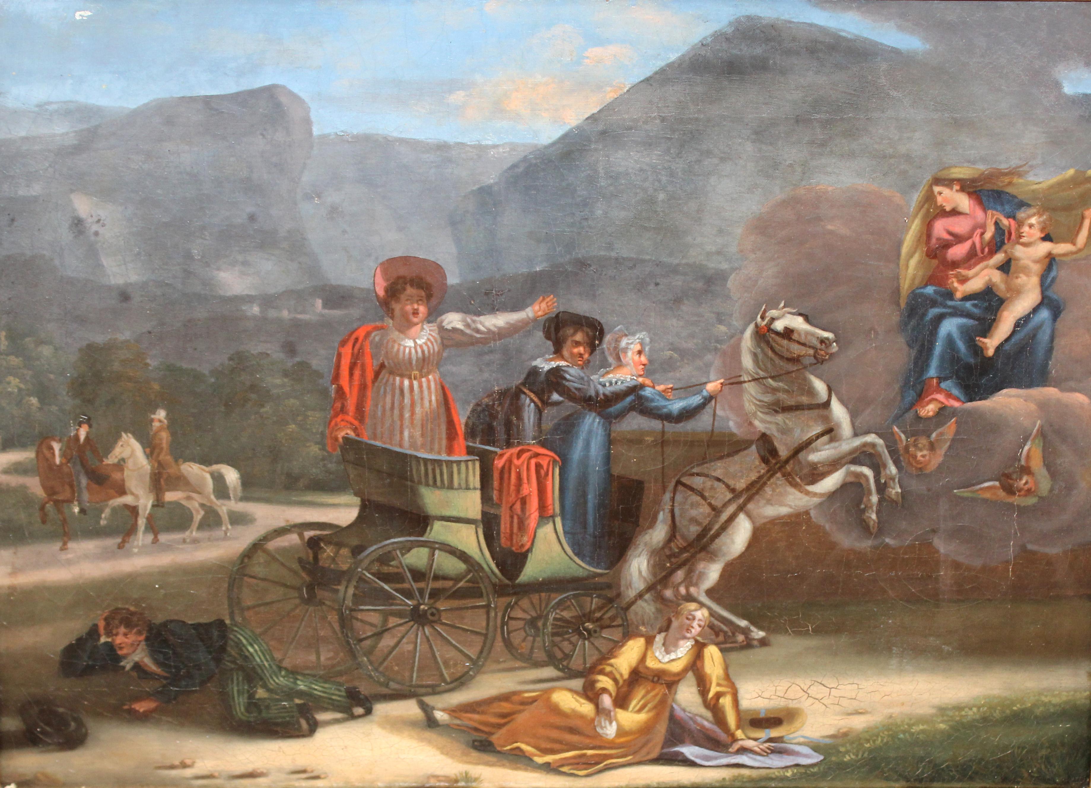 Óleo sobre tela - Milagro en el camino - Painting by Unknown