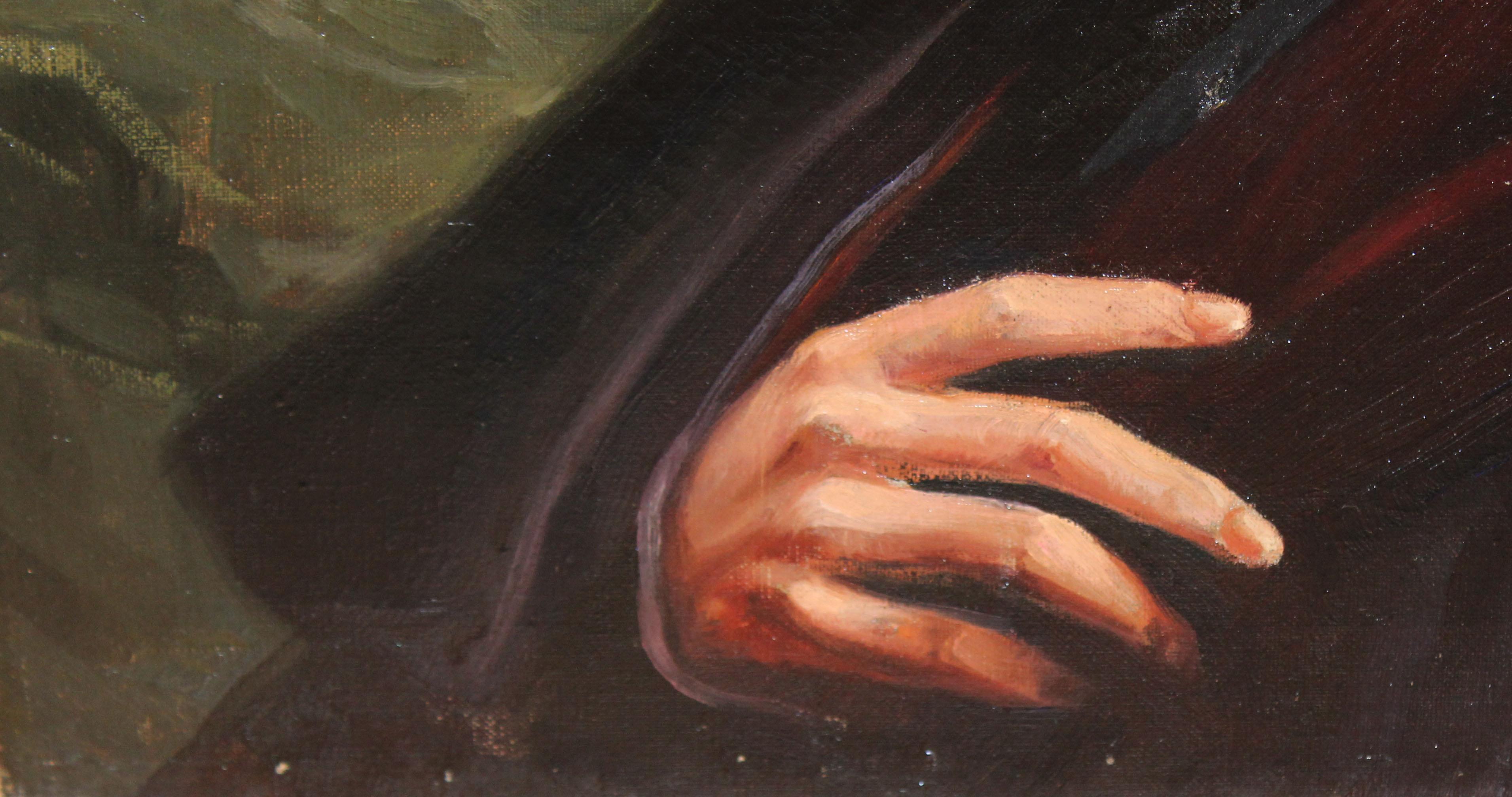 Óleo sobre tela - Retrato de caballero con sombrero For Sale 1