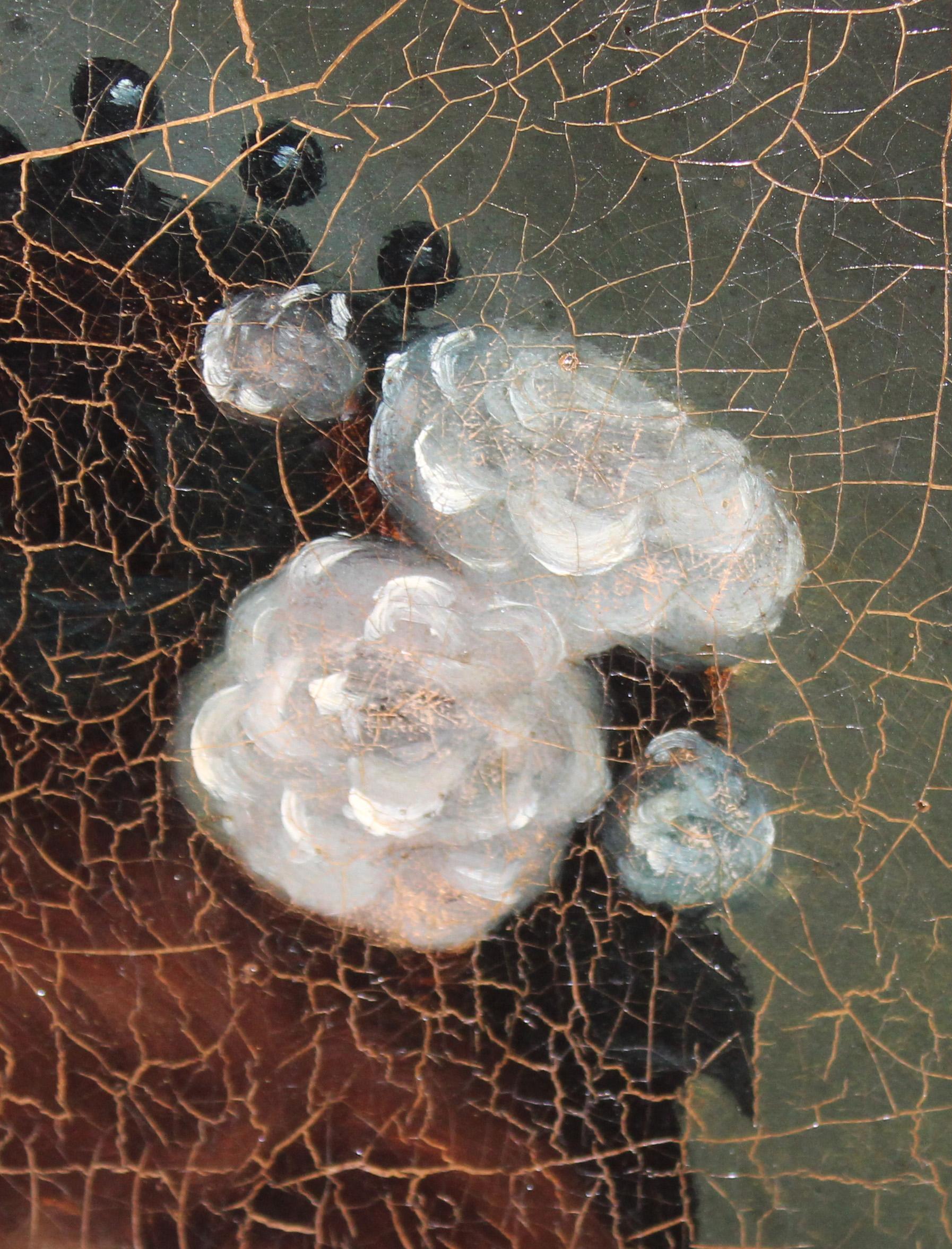 La obra no va firmada

Se presenta sin enmarcar la pintura

El estado de la pintura se puede ver, está bastante craquelada y está reentelada

Medidas de la obra: 59 x 45 cm.