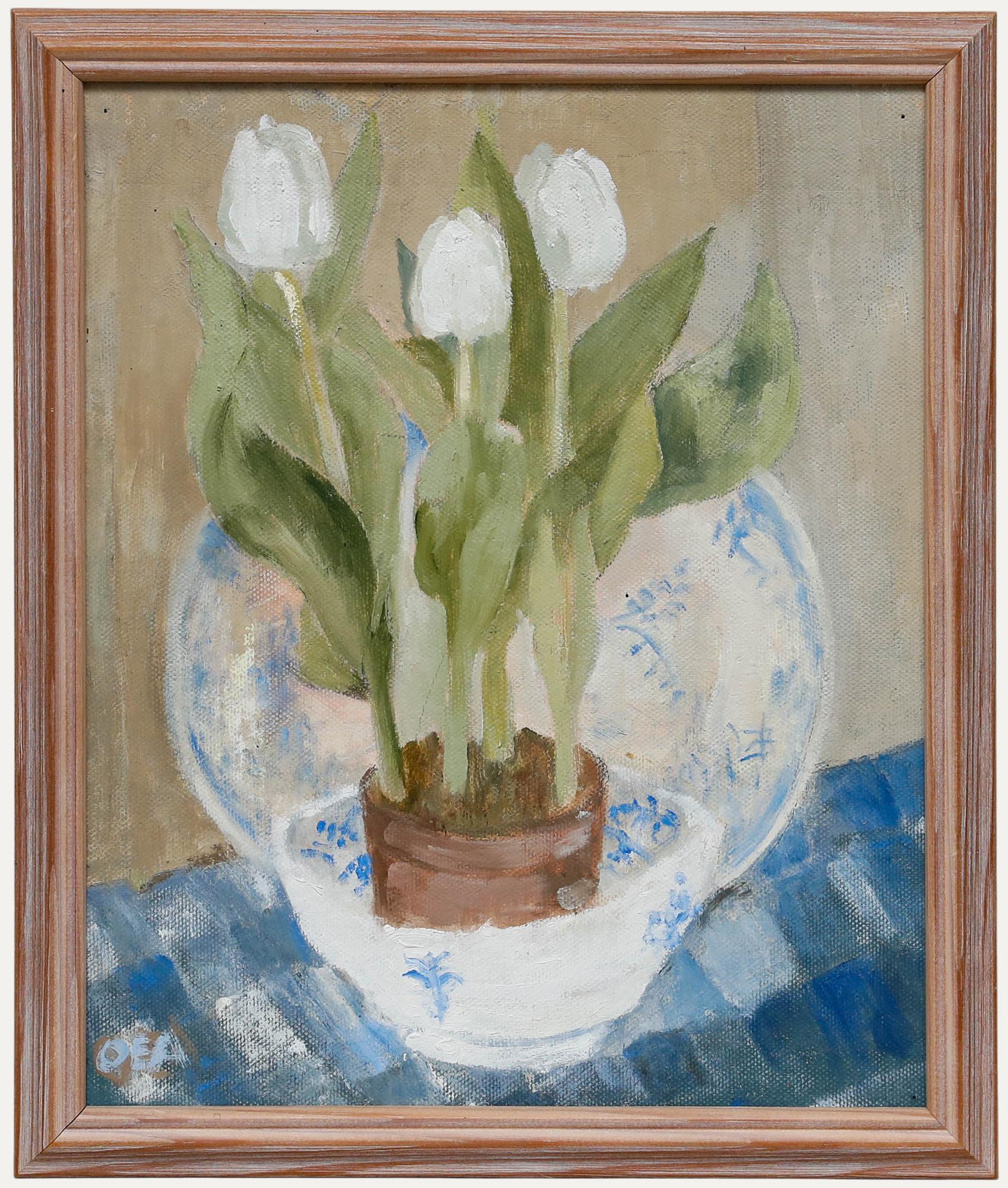 Olga Awty (1928-2014) - 20. Jahrhundert Öl, Stillleben mit Tulpen