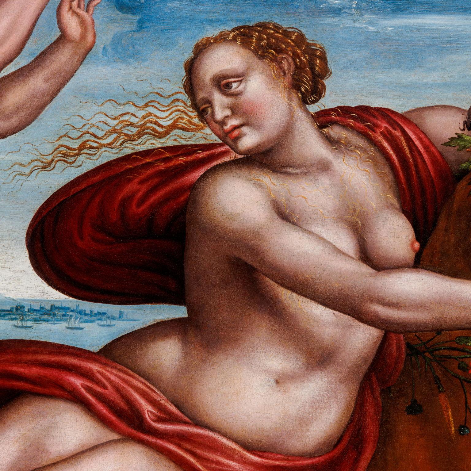Öl auf Tafel 'Vergewaltigung der Europa' Pseudo Giampietrino B, 1930-40er Jahre 16 (Black), Figurative Painting, von Unknown