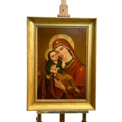 Oil on canvas, "Madonna and Child" 1850, Eastern Europe