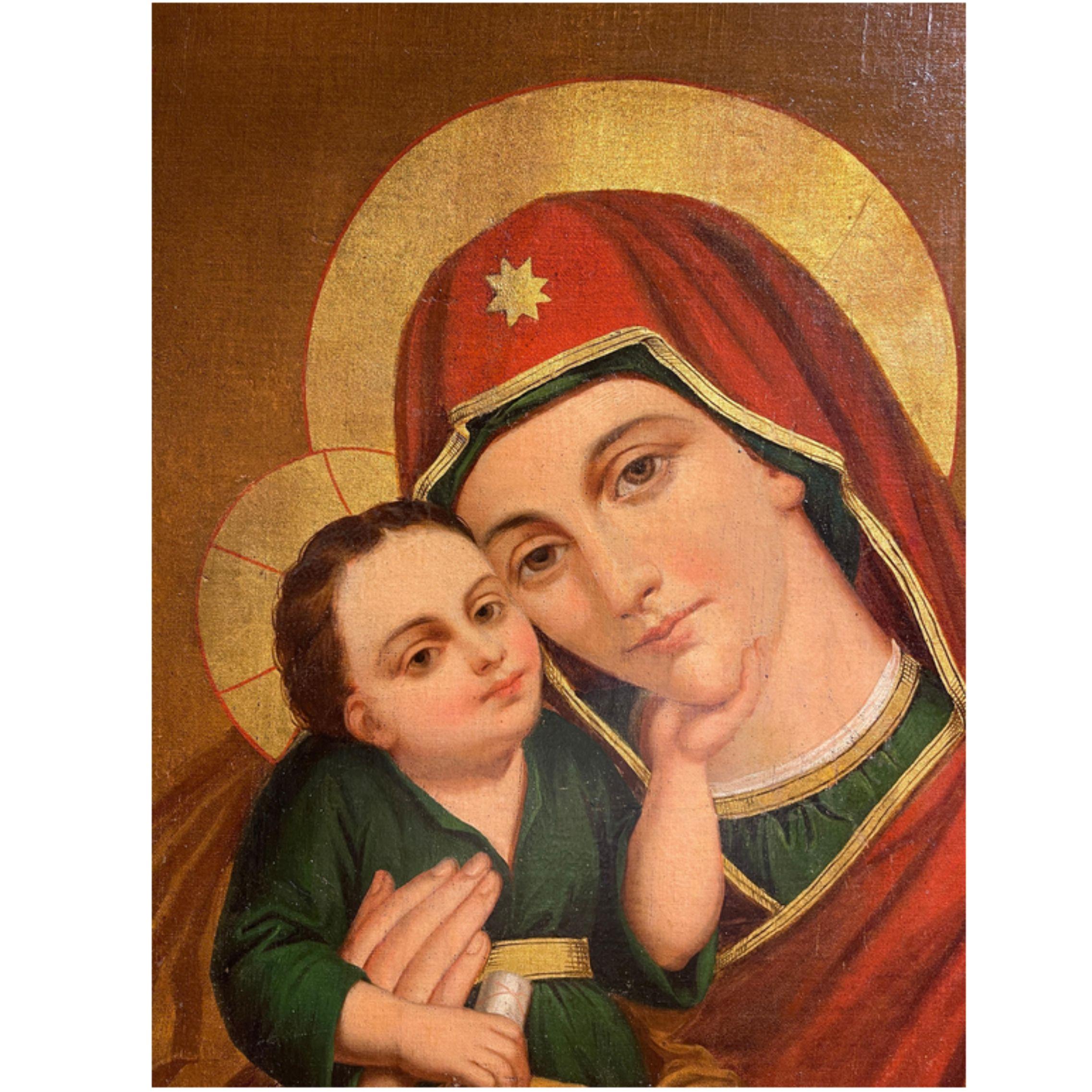 Ein Gemälde, das sich auf die Madonna Eleusa bezieht, die auch als 