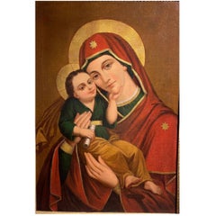 Öl auf Leinwand, "Madonna mit Kind" 1850, Osteuropa