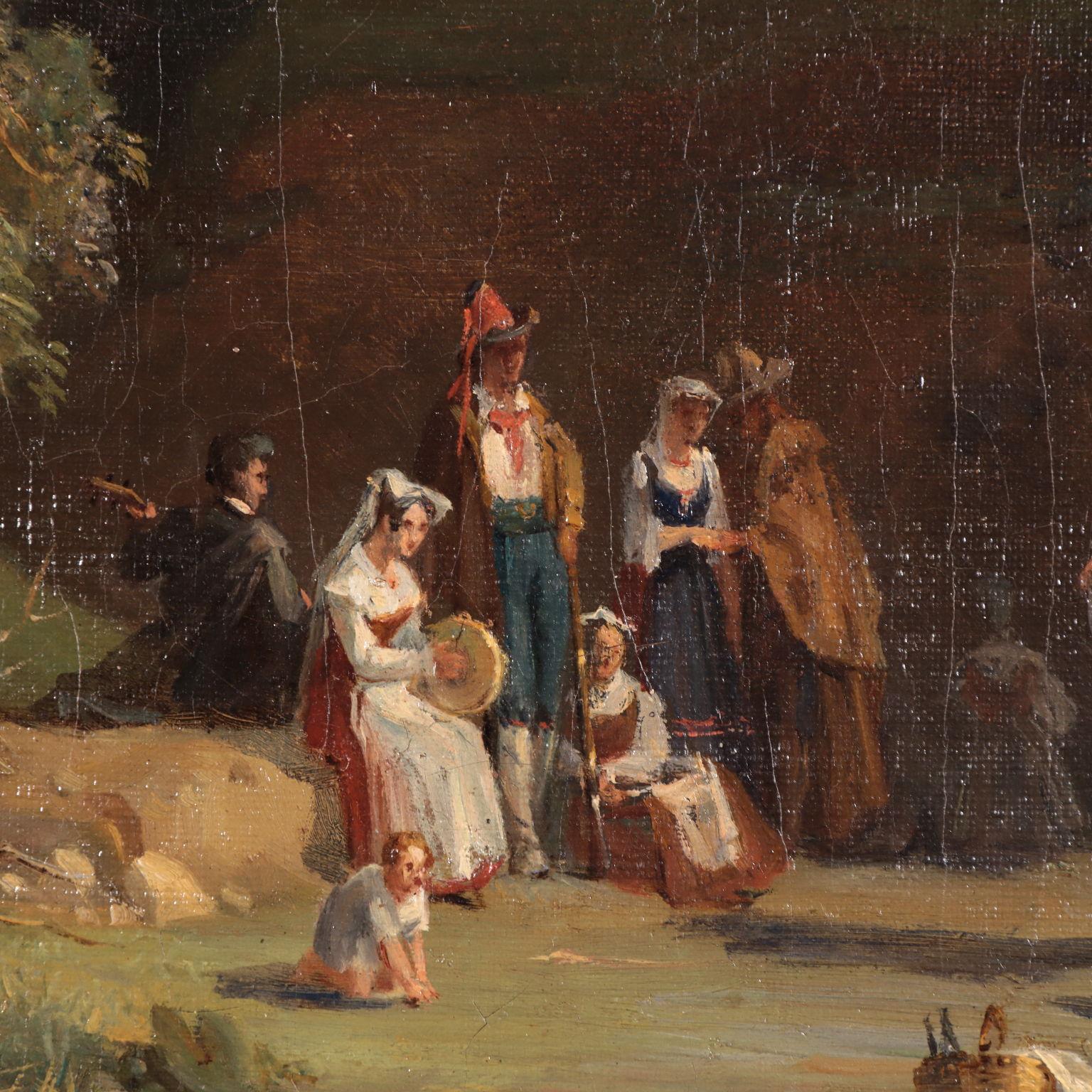 Oil on Canvas, View of Frascati Achille Etna Michallon, area of For Sale 1