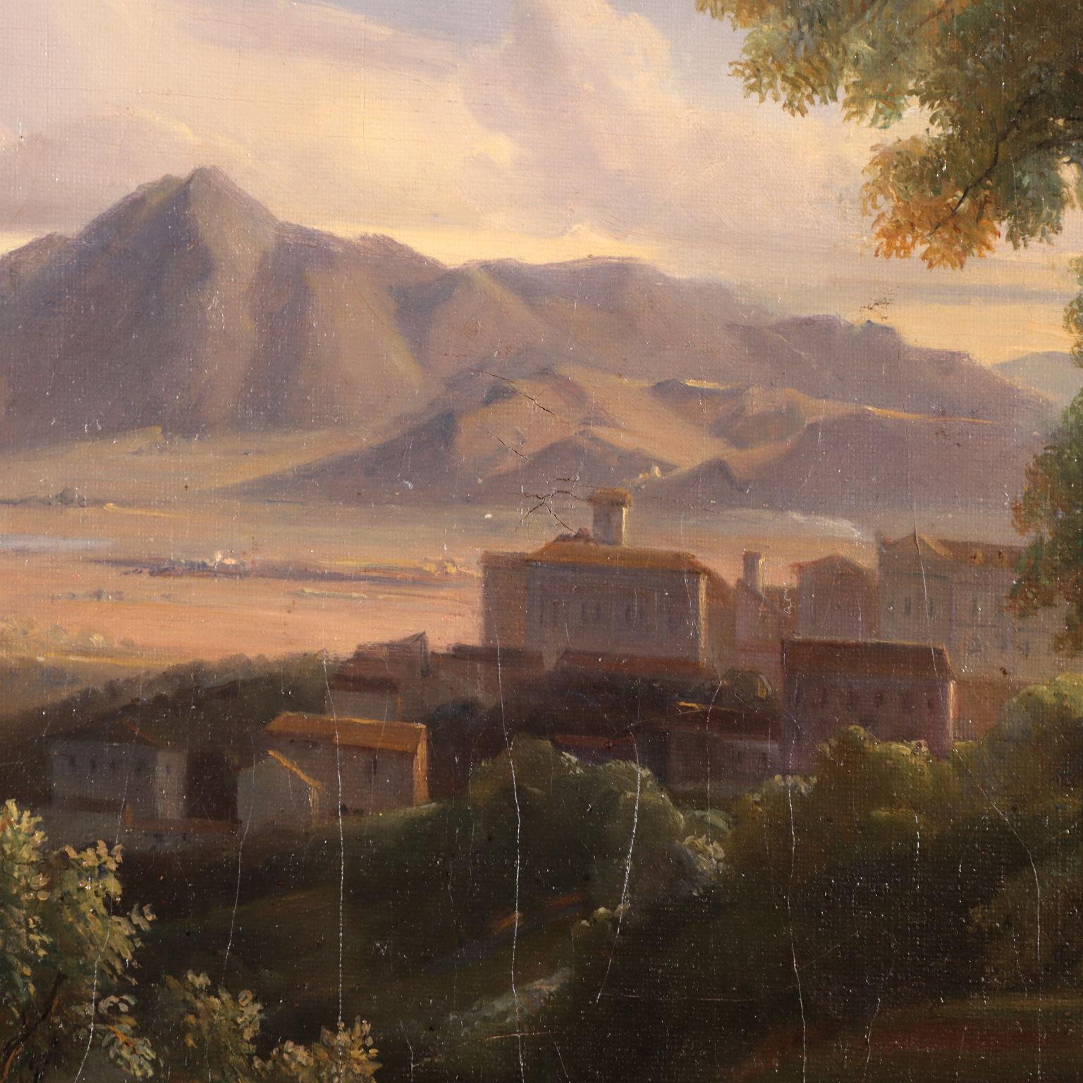 Oil on Canvas, View of Frascati Achille Etna Michallon, area of For Sale 5
