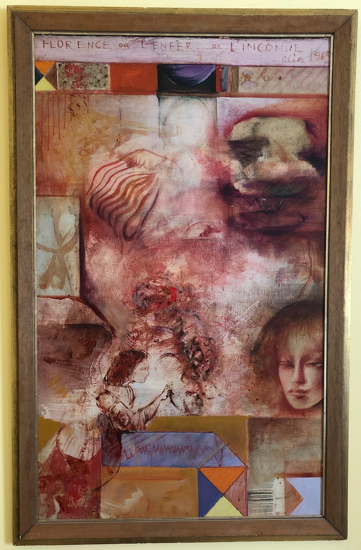 Unknown Abstract Painting – Olja Ivanjicki "Florenz oder die Hölle von l
Inconnue De La Seine" Ölgemälde um 1965