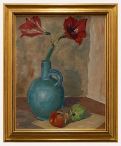 Olle Mattsson - Framed Mid 20th Century Oil, Still Life with Amaryllis