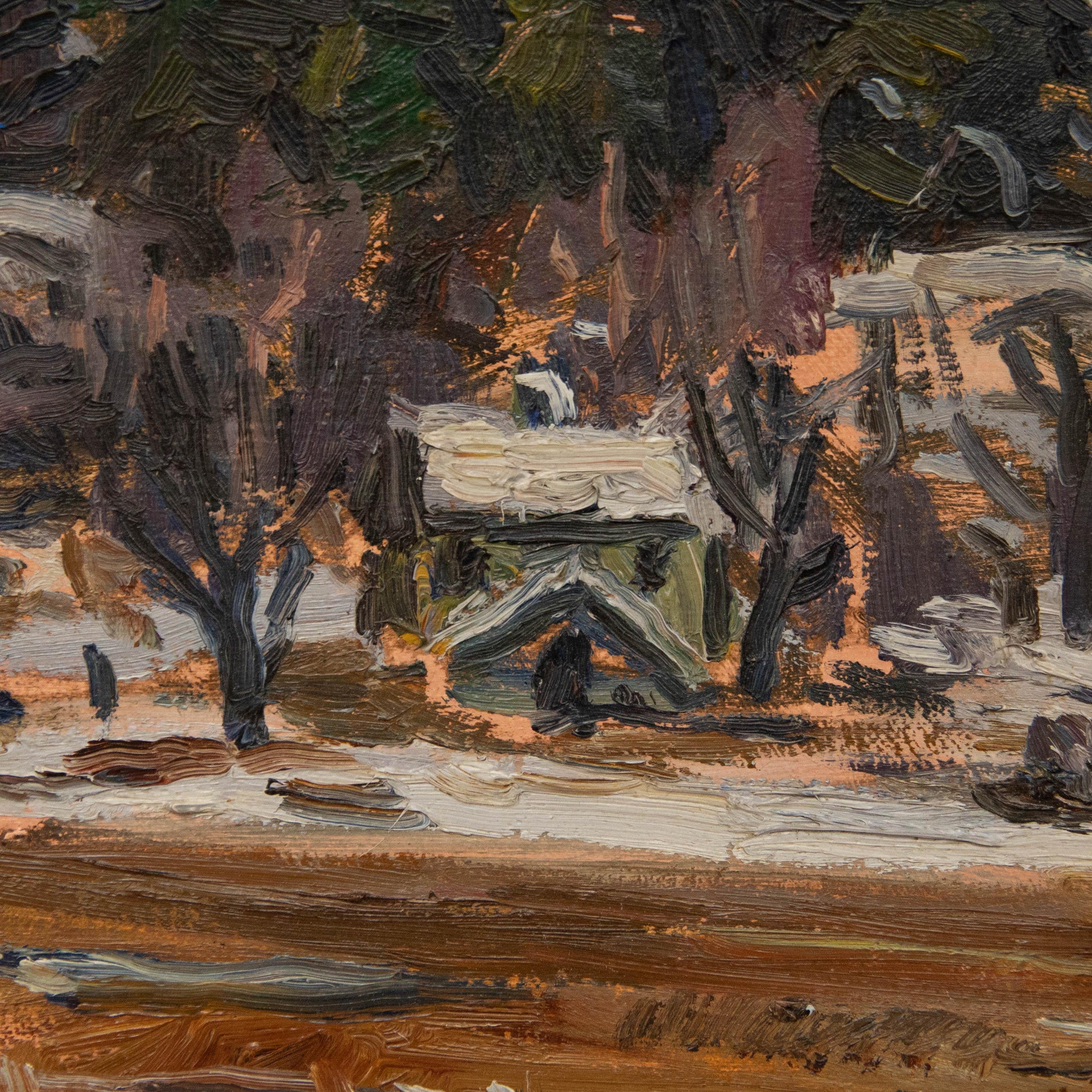 Olle Nordberg (1905-1986)  - Óleo enmarcado de mediados del siglo XX, Paisaje de invierno 1