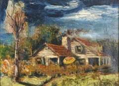 Mid Century Autumnal Oil Painting with Heavy Impasto