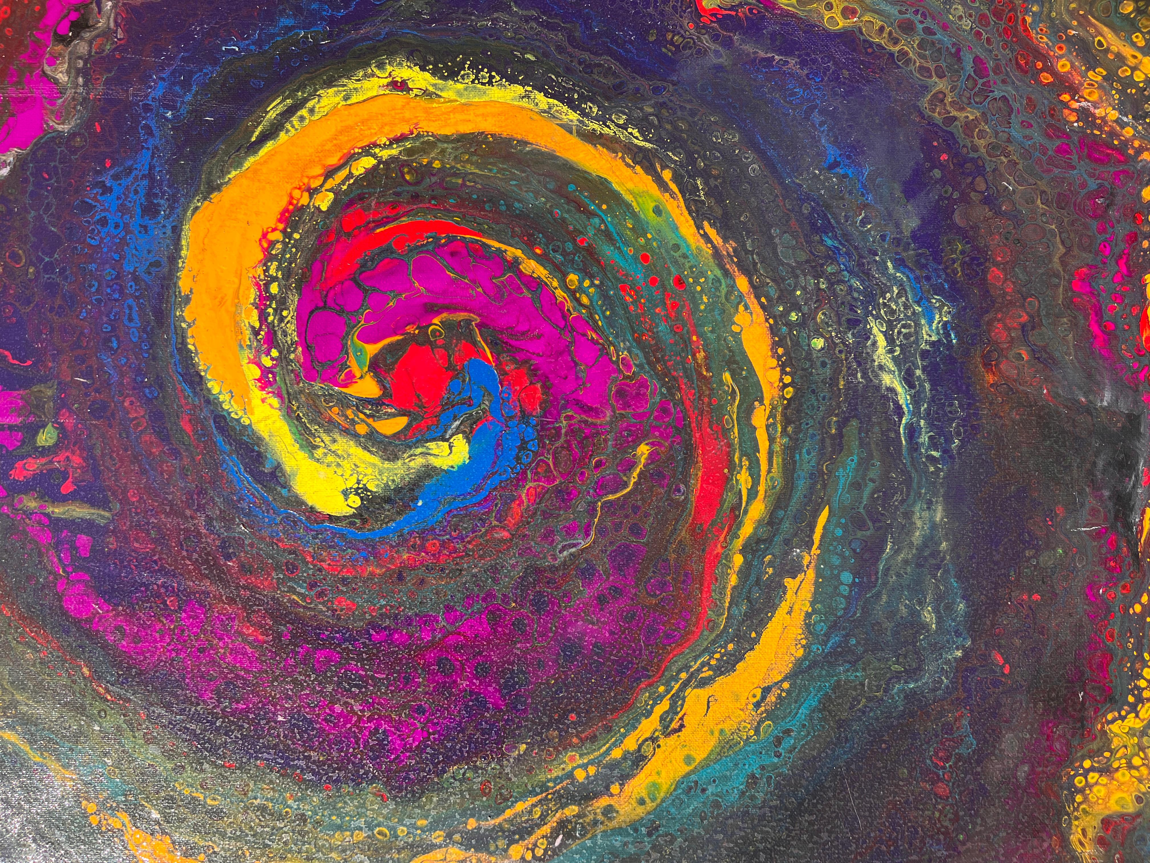 On-Of-A-Kind Quadro contemporaneo su tela, Astratto, Stile fantasy, Incorniciato - Painting di Unknown