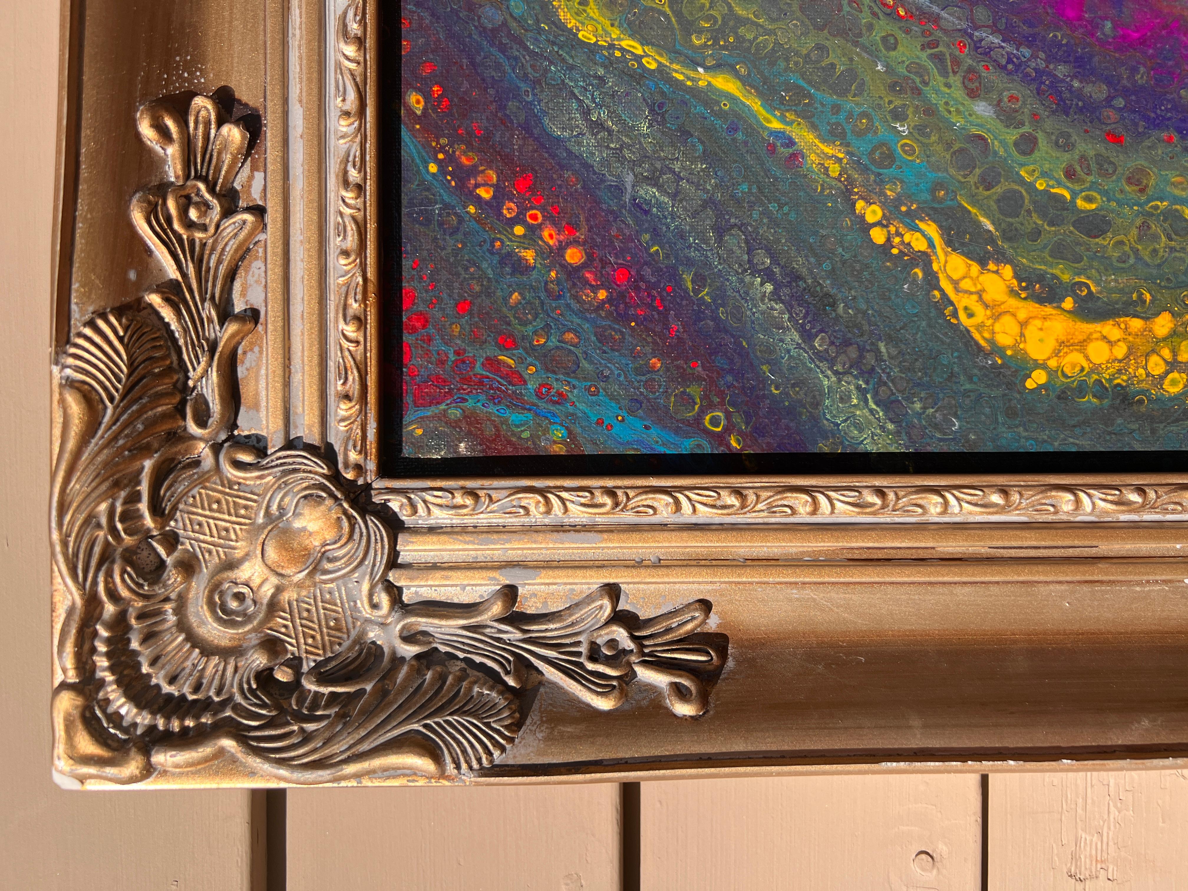 On-Of-A-Kind Quadro contemporaneo su tela, Astratto, Stile fantasy, Incorniciato - Abstract Painting Nero di Unknown