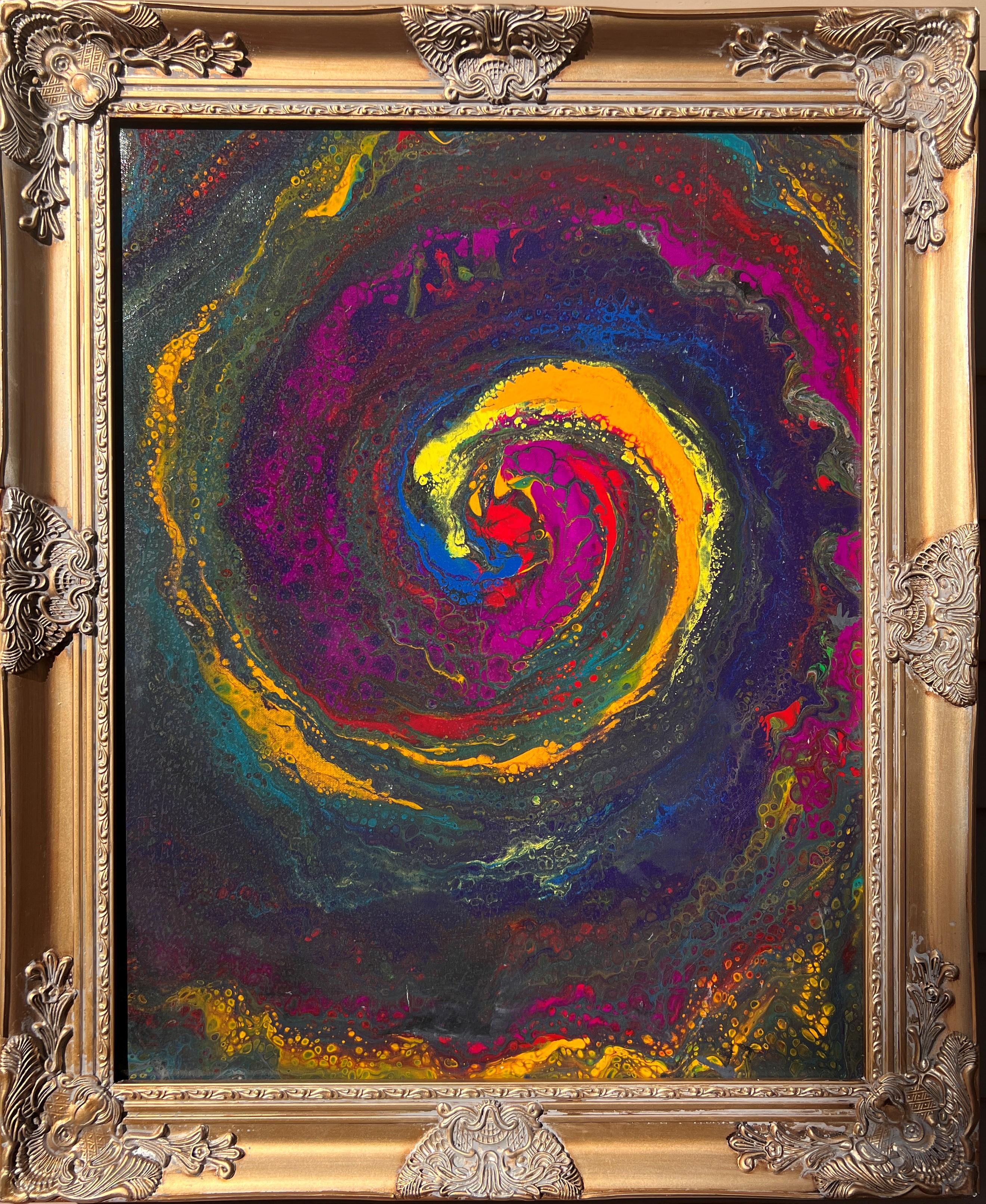 Abstract Painting di Unknown - On-Of-A-Kind Quadro contemporaneo su tela, Astratto, Stile fantasy, Incorniciato