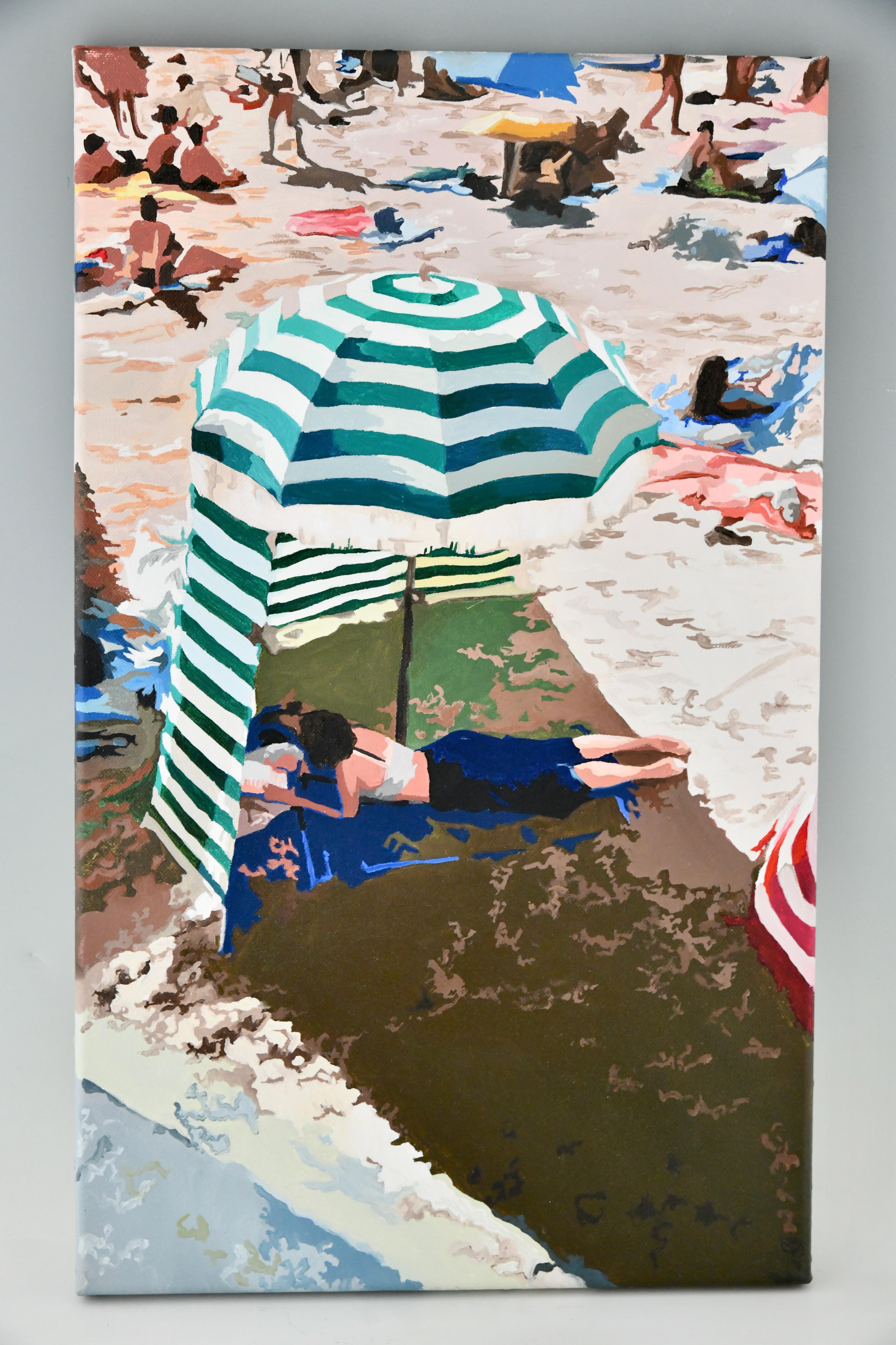Landscape Painting di Unknown - SULLA SPIAGGIA I – Dipinto originale di Carole Grandgirard 2022