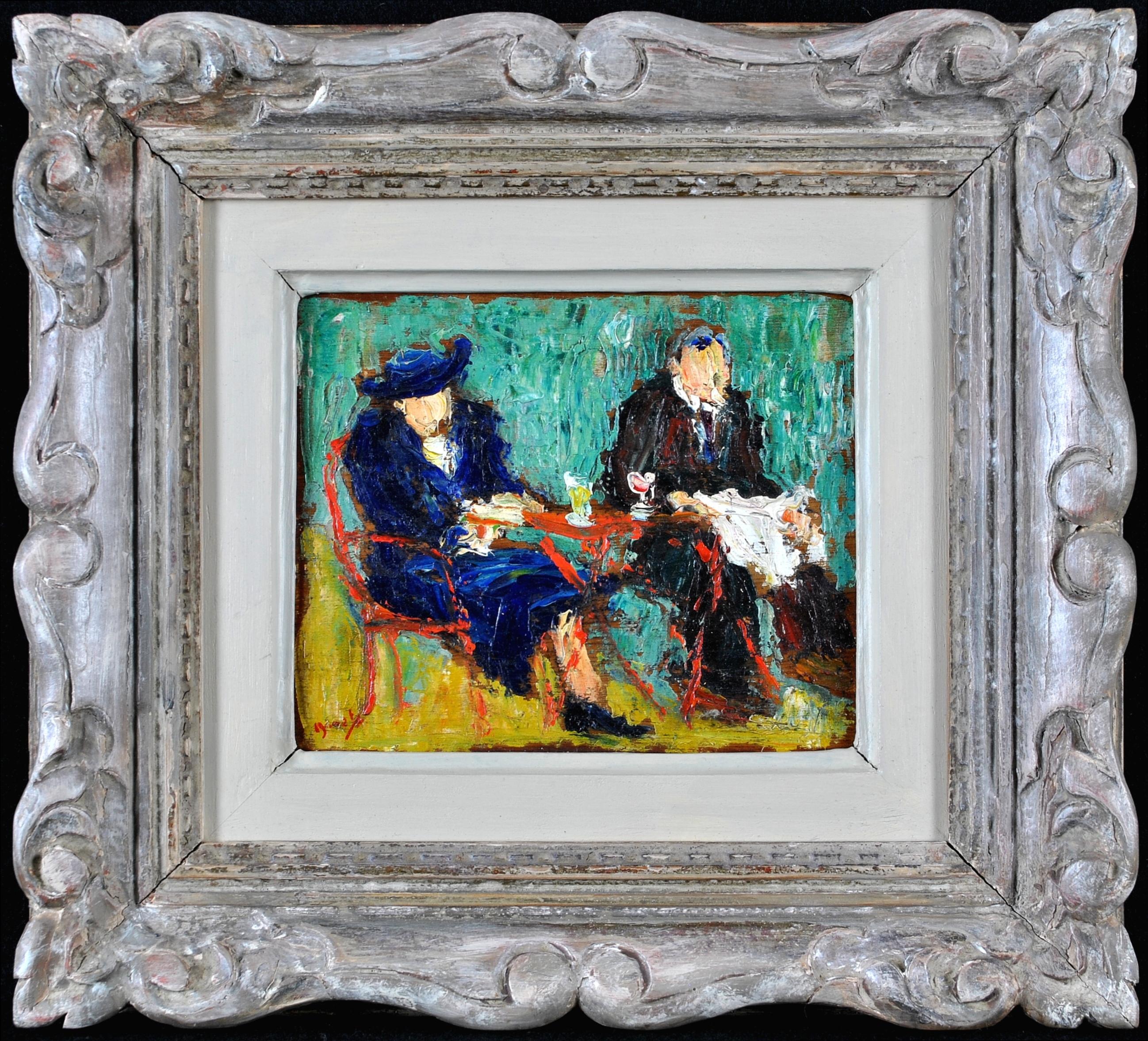 Unknown Cafe Terrace Mid 20th Century French Post Impressionist Oil