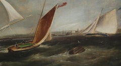 Oncoming Storm, Framed Realist Nautical Oil Painting on Canvas