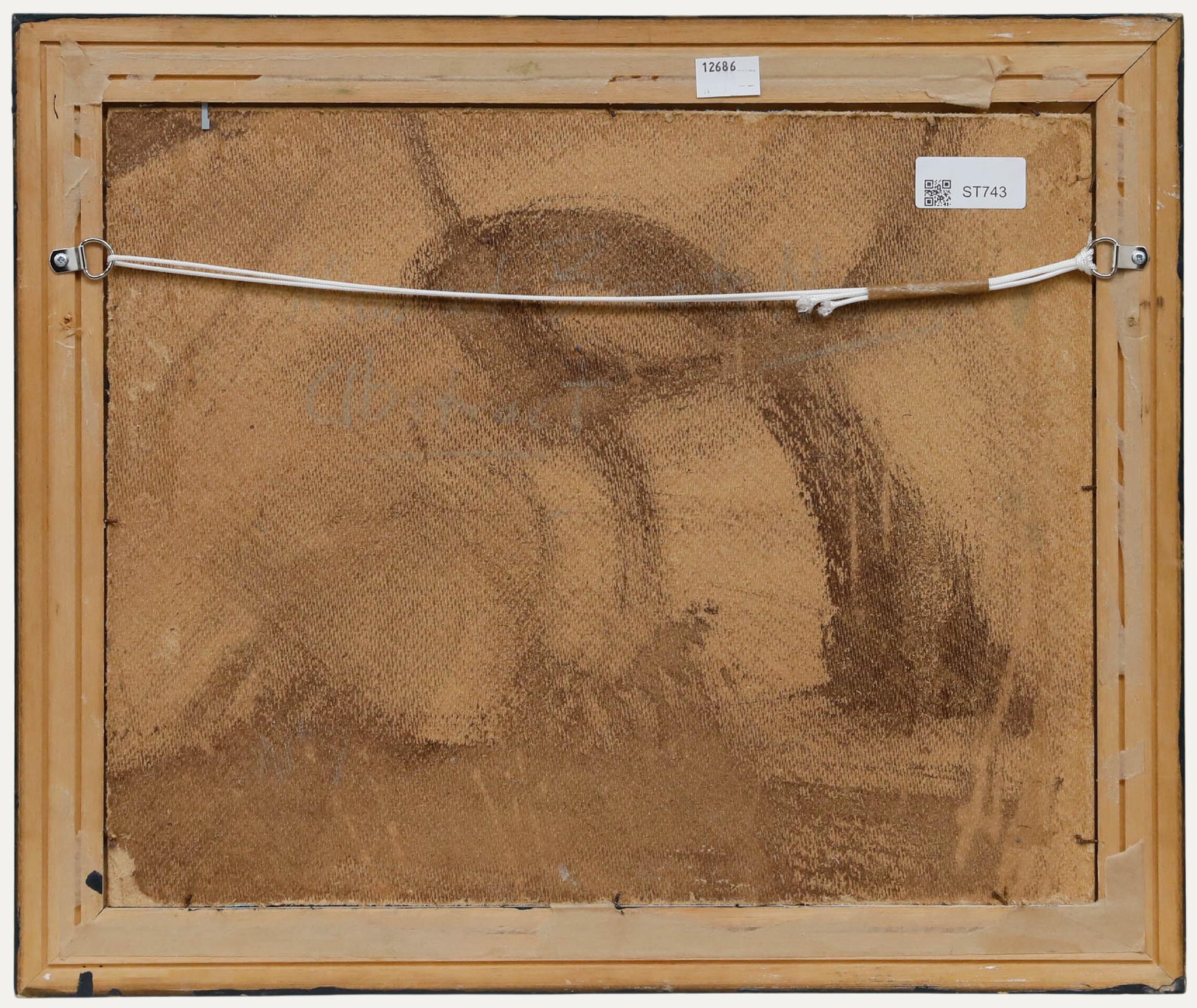 Onslow Sykes (1953-2017) - Gerahmtes Öl des 20. Jahrhunderts, Vertäute Boote, Newlyn (Schwarz), Figurative Painting, von Unknown