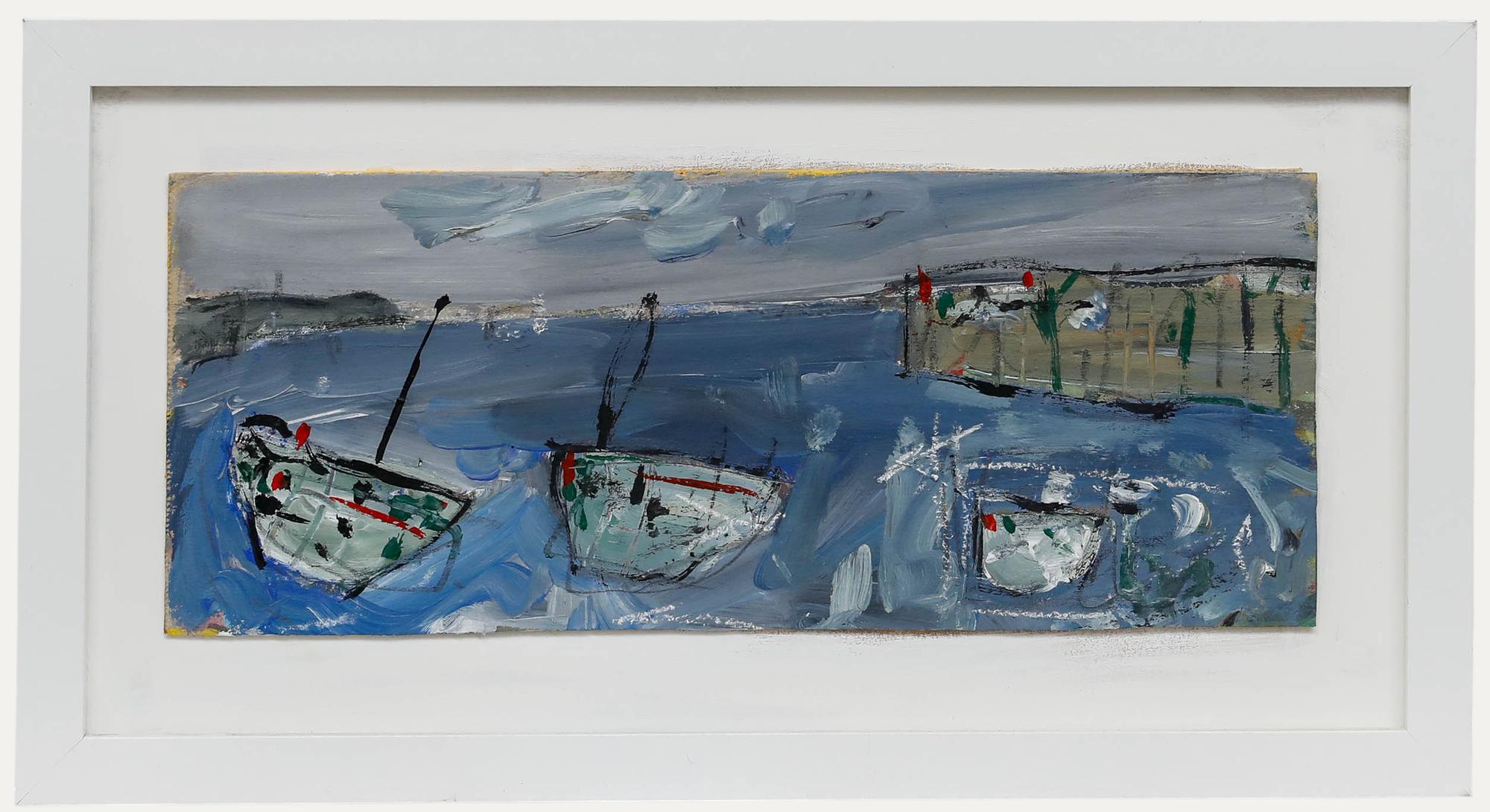 Onslow Sykes (1953-2017) - Gerahmtes zeitgenössisches Öl, Boote von Newlyn