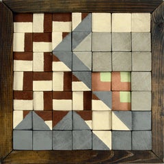 Op art Blocco di legno dipinto geometrico astratto, Arte murale contemporanea