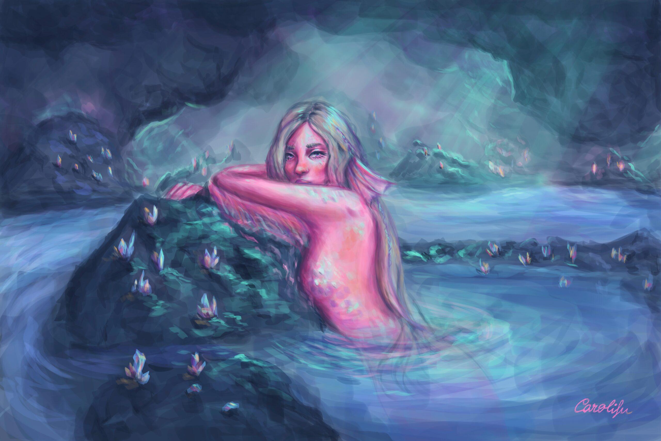 Opal mermaid by Carolina Fuentes Pliego - Painting by Unknown