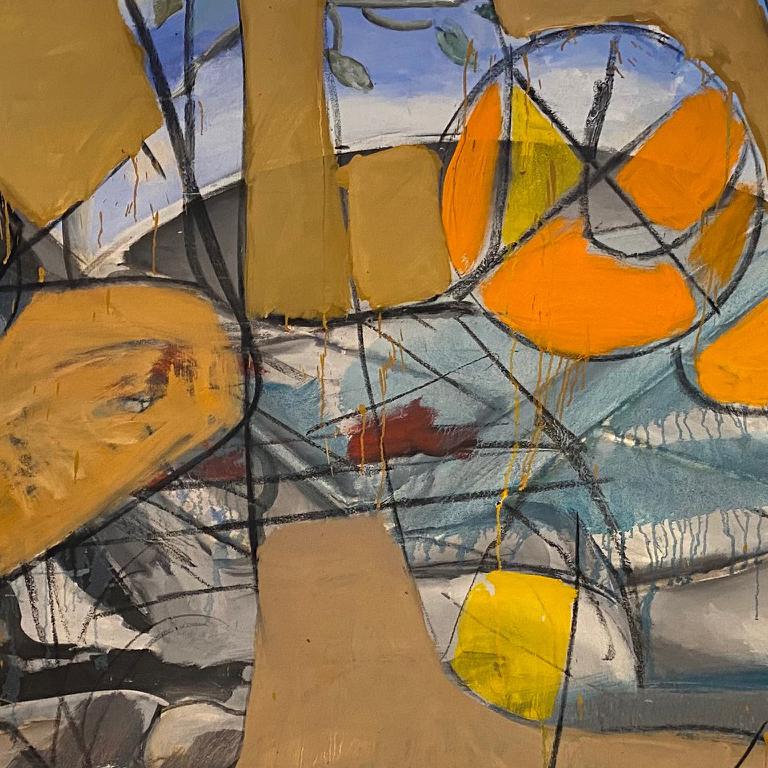 'Oasis' di Steven H. Rehfeld - Astratto contemporaneo arancione e blu molto grande in vendita 3