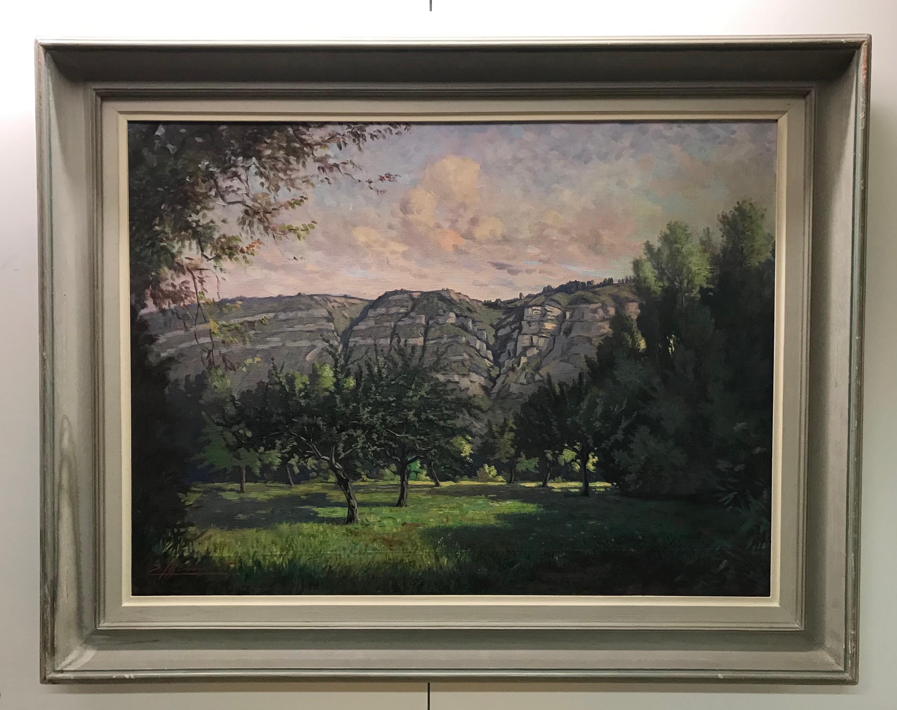 Orchard at the foot of Salève - Oil on canvas 61x81 cm - Painting by Unknown