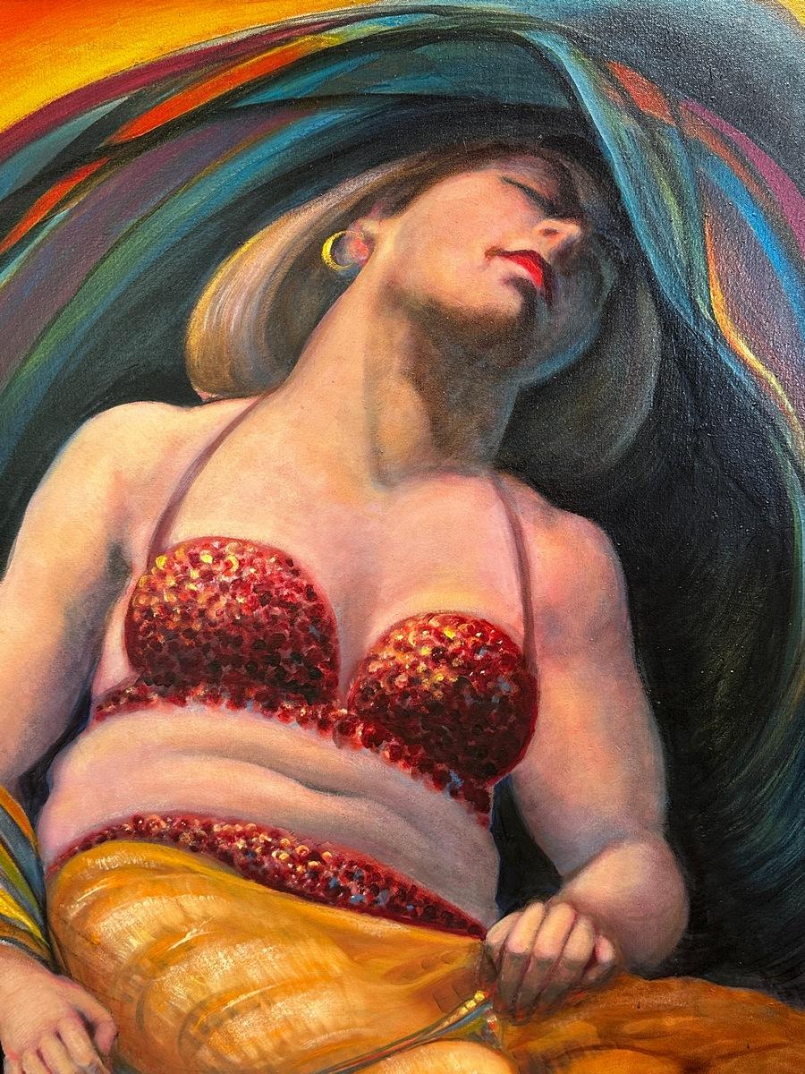 „Oriental Dancer Asleep“ Großes Acrylporträt auf Leinwand signiert Lloyd im Angebot 2